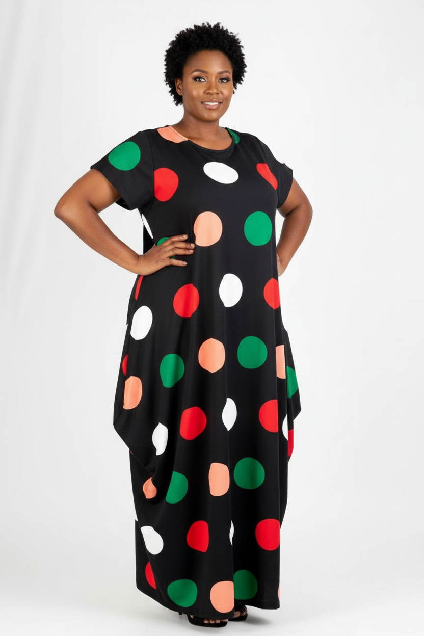 2336 Bubble Dress Polkadot Multi Color
