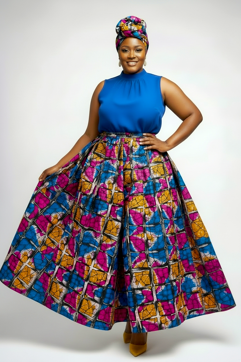 Woman Long Printed Maxi Skirt-1350