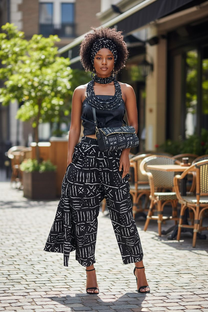 3PCS Set/ Cape Pant /Purse / Necklace Set -Tribal Print 25-60