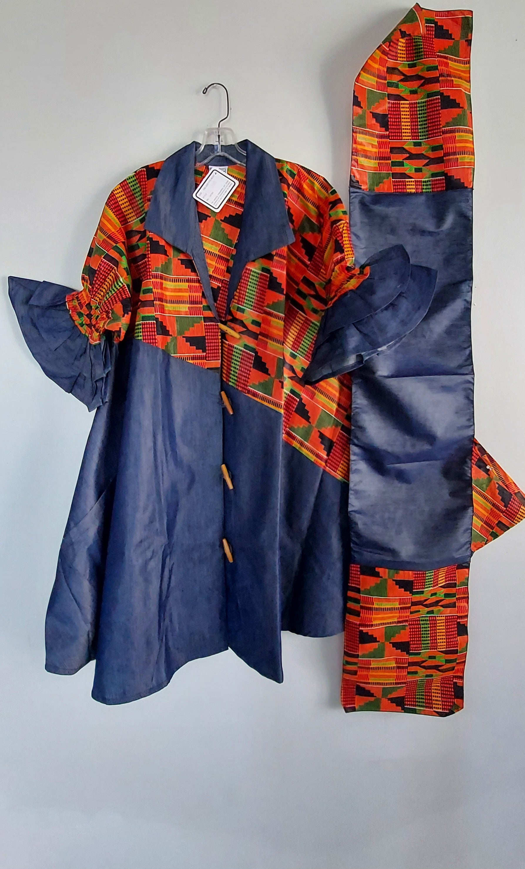 ankara denim dresses Denim gown with a touch of Ankara - African Fashion 2018