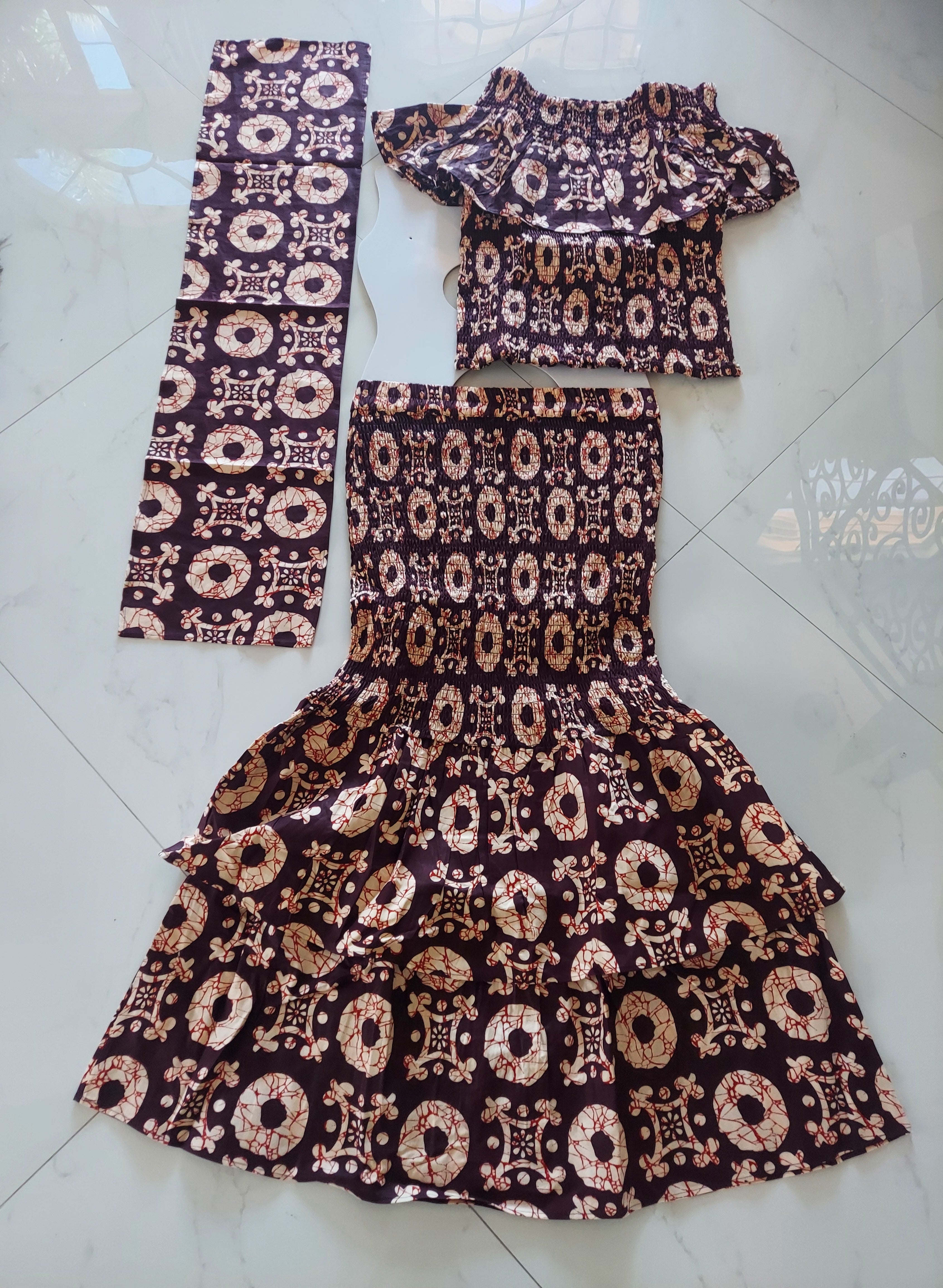 Smock fit & flare Skirt & Blouse Set-DRS019