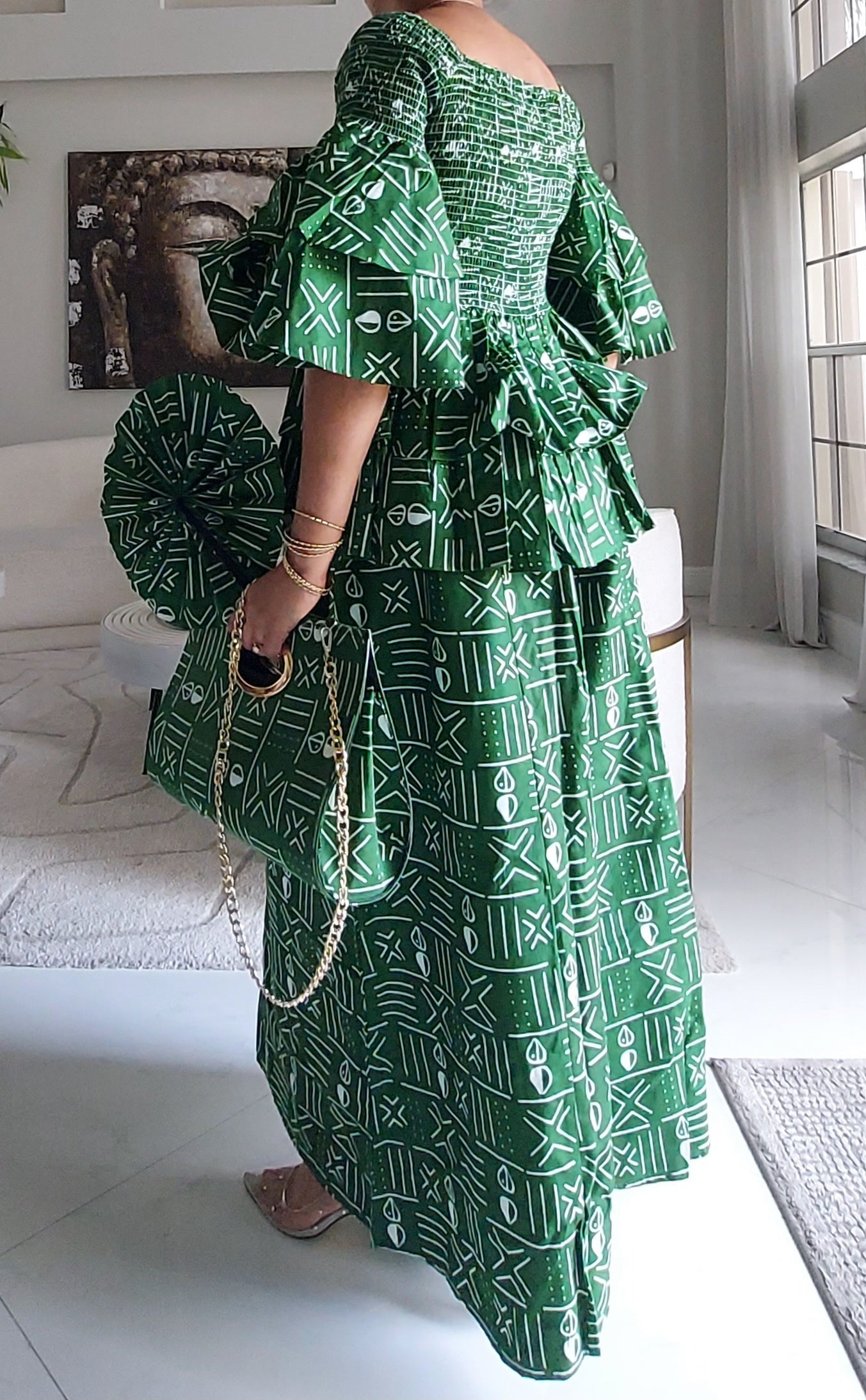 5-Piece African Ankara Pant Set Emerald - 019-PS14