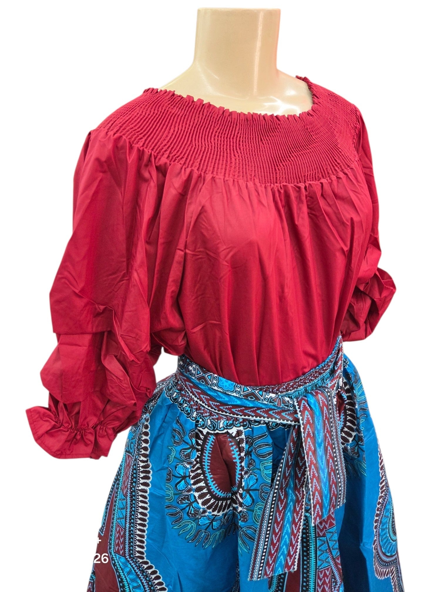 Maxi Skirt AfricanDashiki - Blue /Burgundy 7001