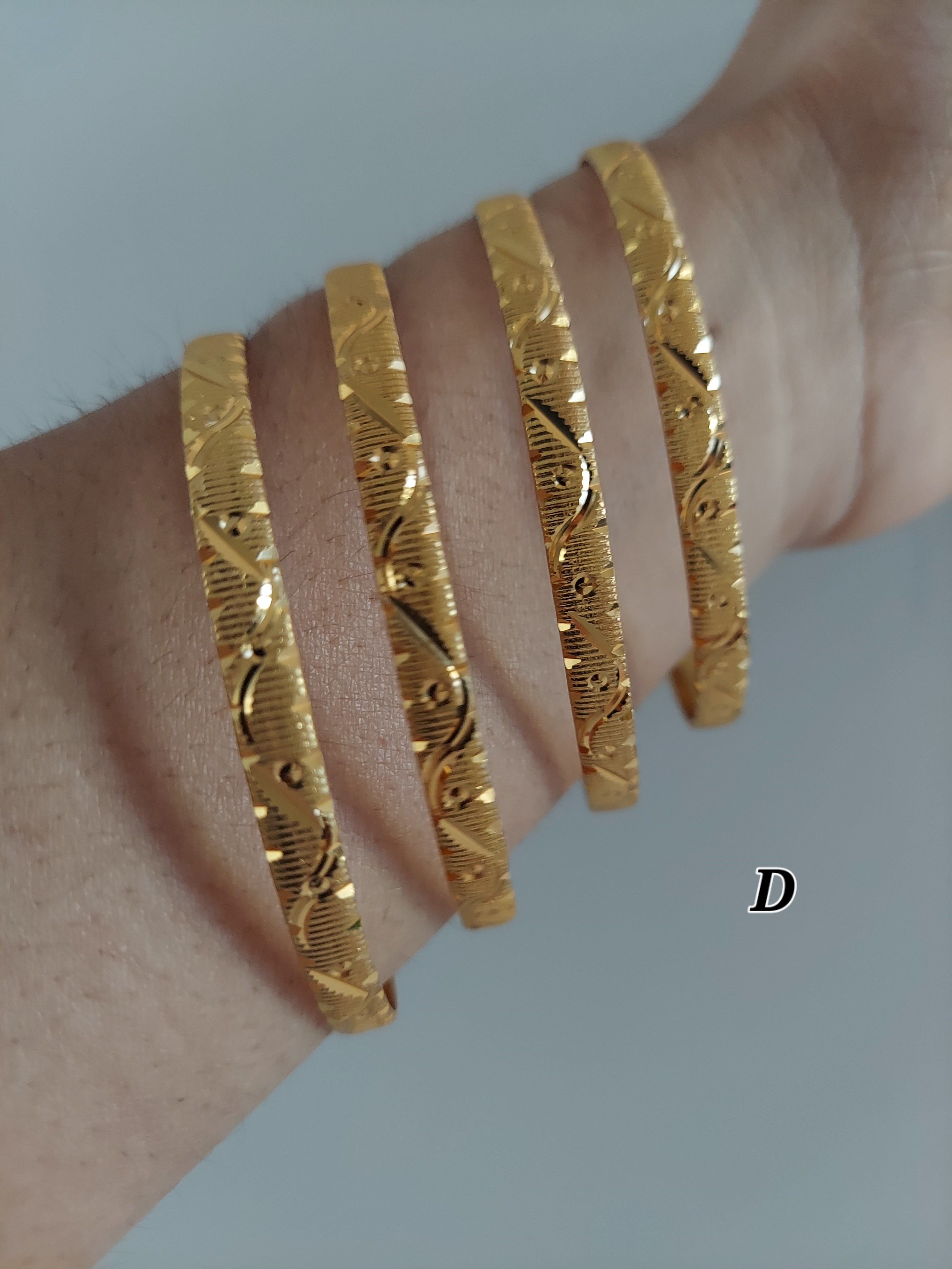 4Pcs Stacable Bangles Set-Gold Plated