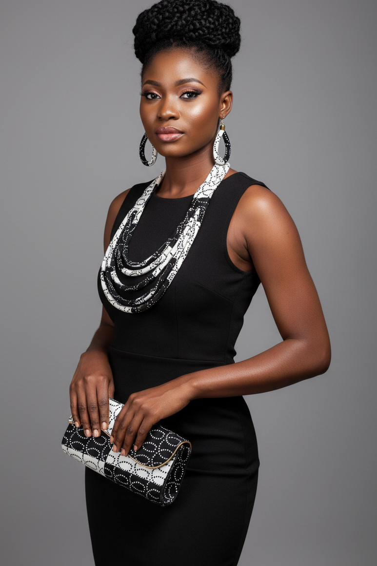Clutch Bag & Rope  Necklace Set /African Kente /Ankara 20