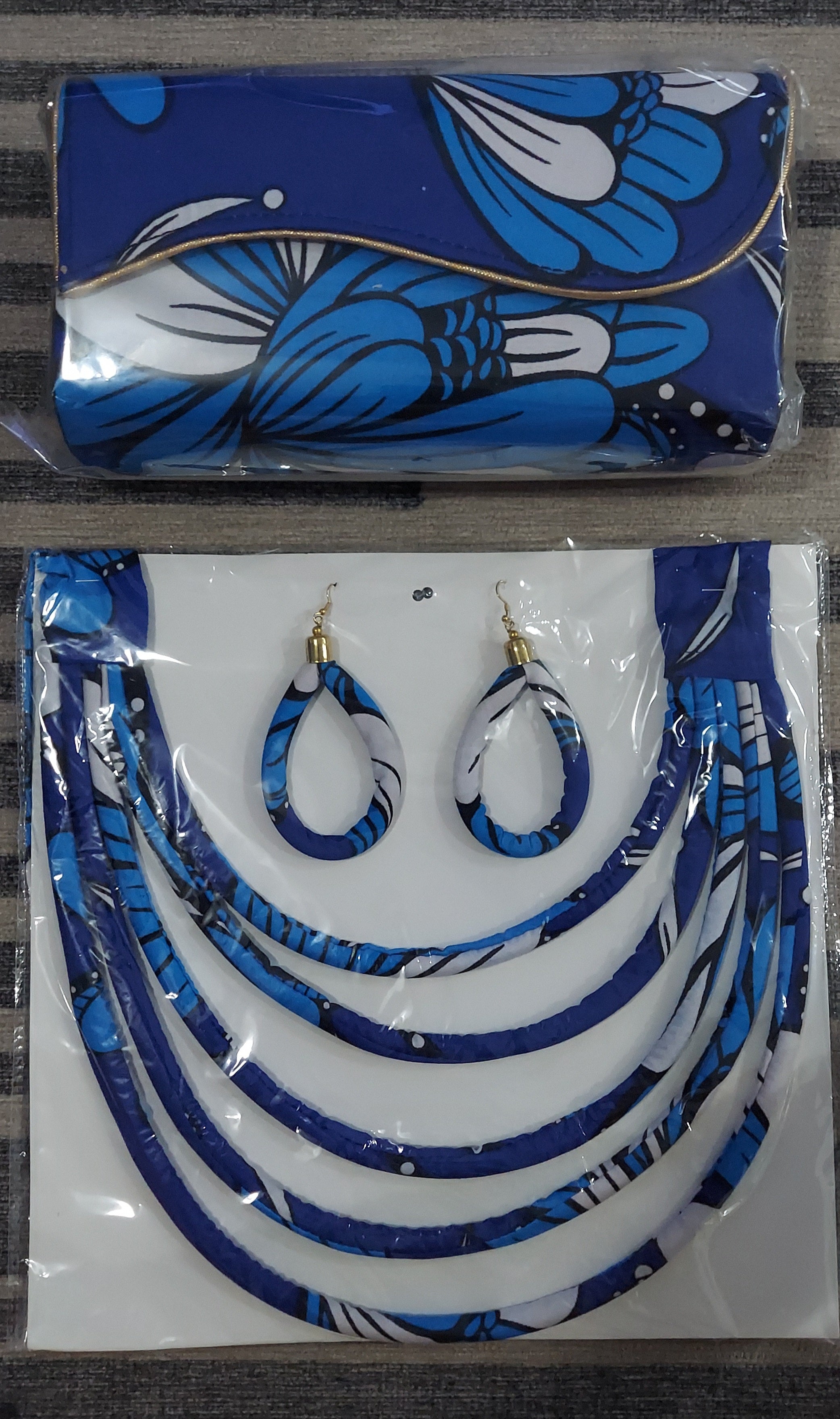 Clutch Bag & Rope  Necklace Set /African Kente /Ankara 21