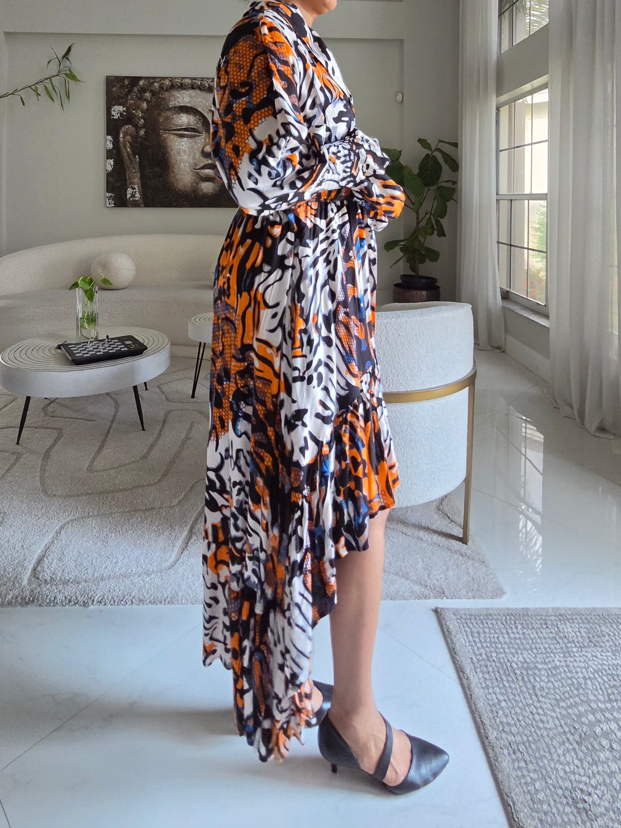 Abstract Animal Print High-Low Dress - 7632R
