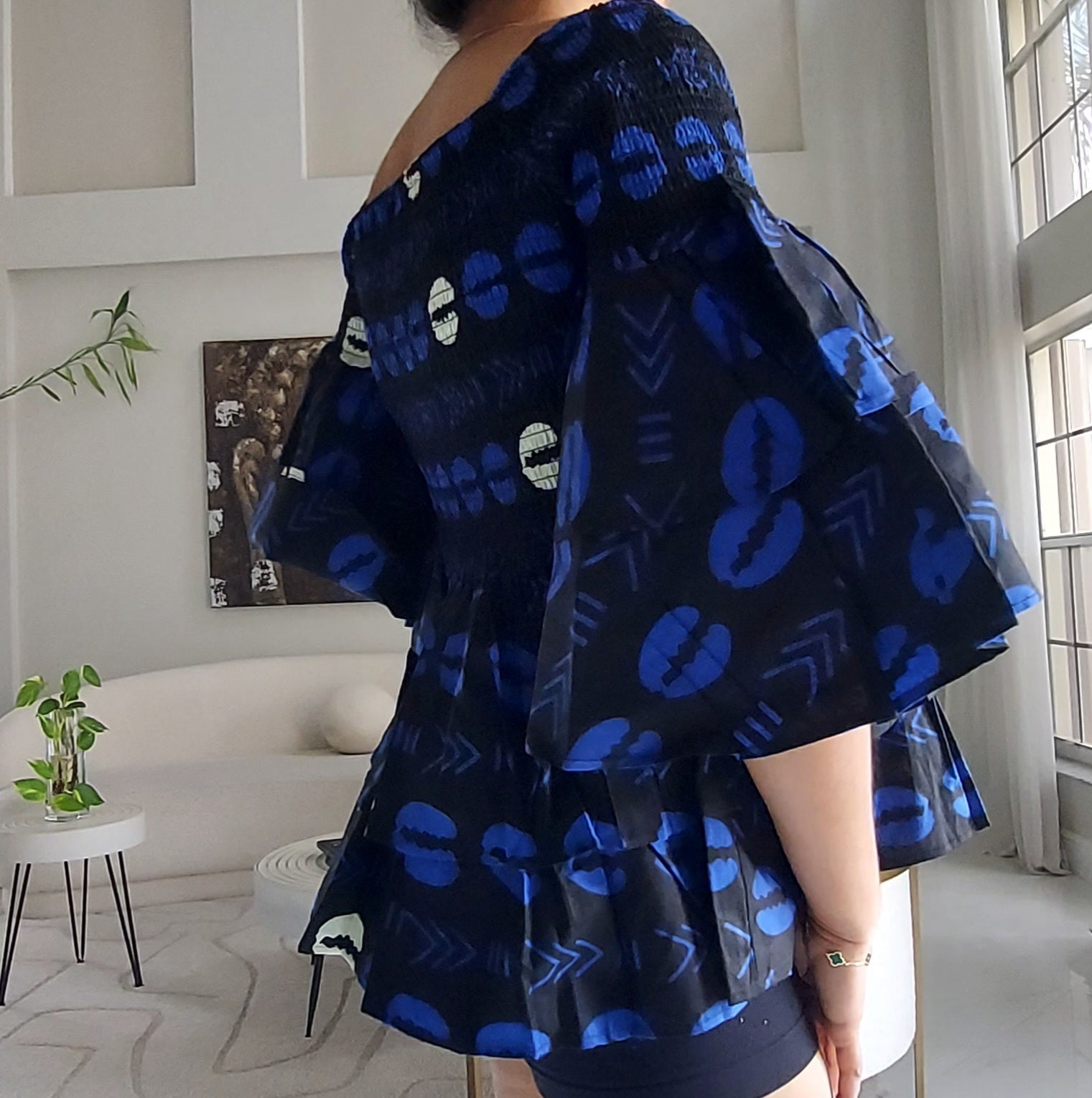 Ruffle Sleeves Peplum Blouse  019 D