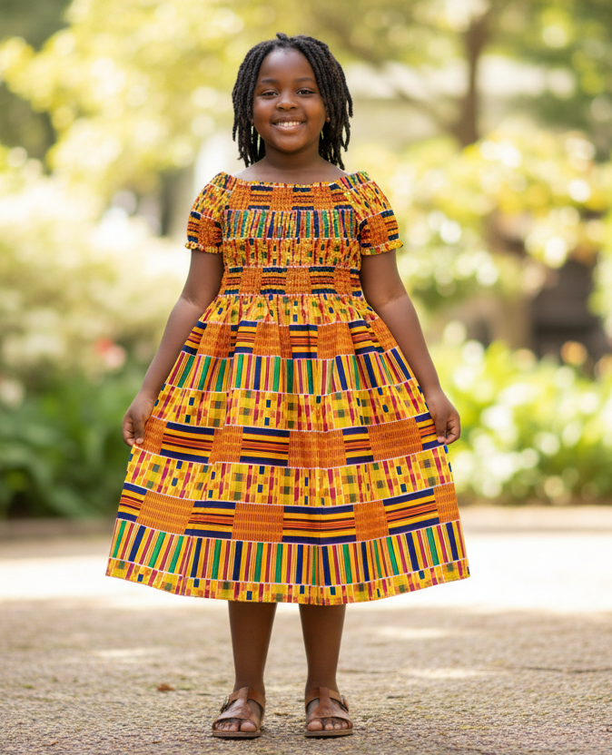 Kids / Girls African Kente  Dress 109