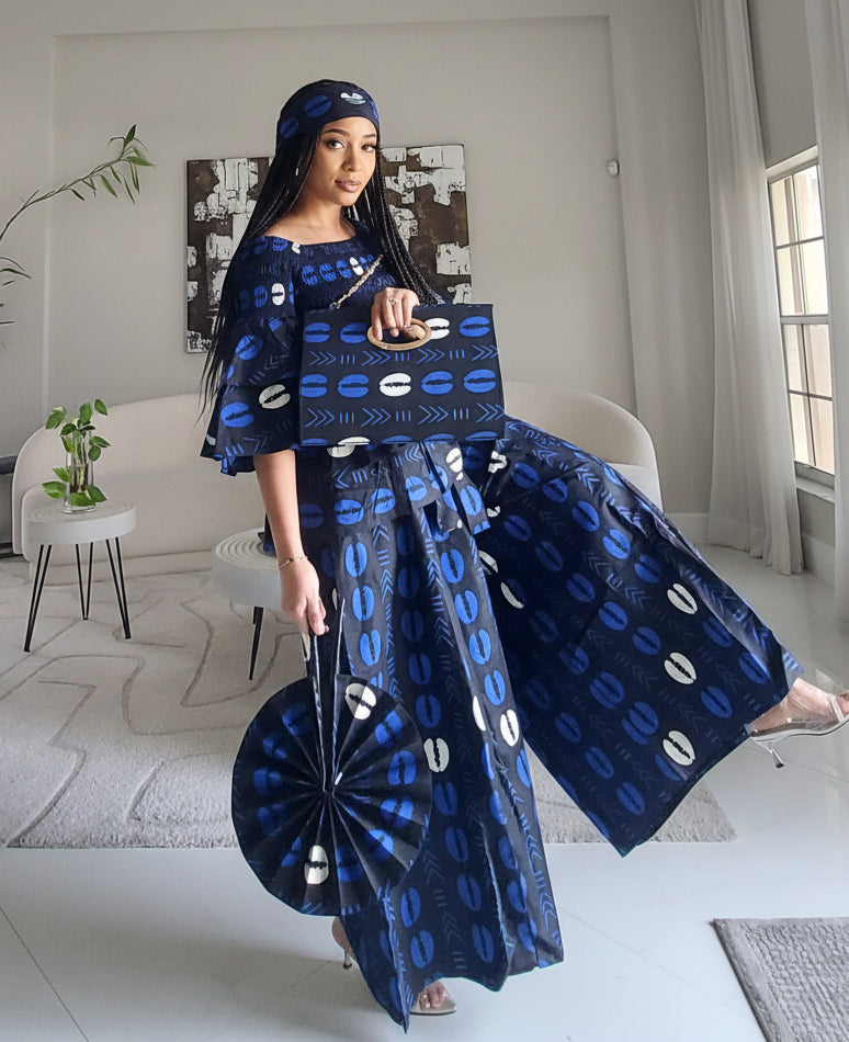 5-Piece African Ankara Pant Set – Bold Blue Elegance 019-PS14D