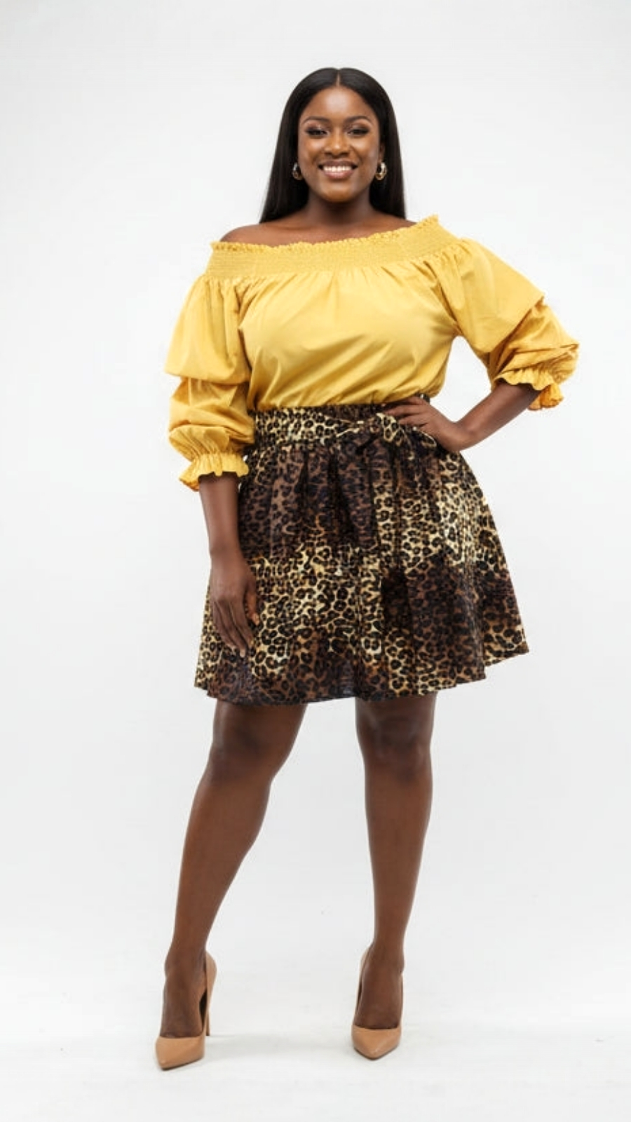 524 Short skirt / Scarf - Brown Animal