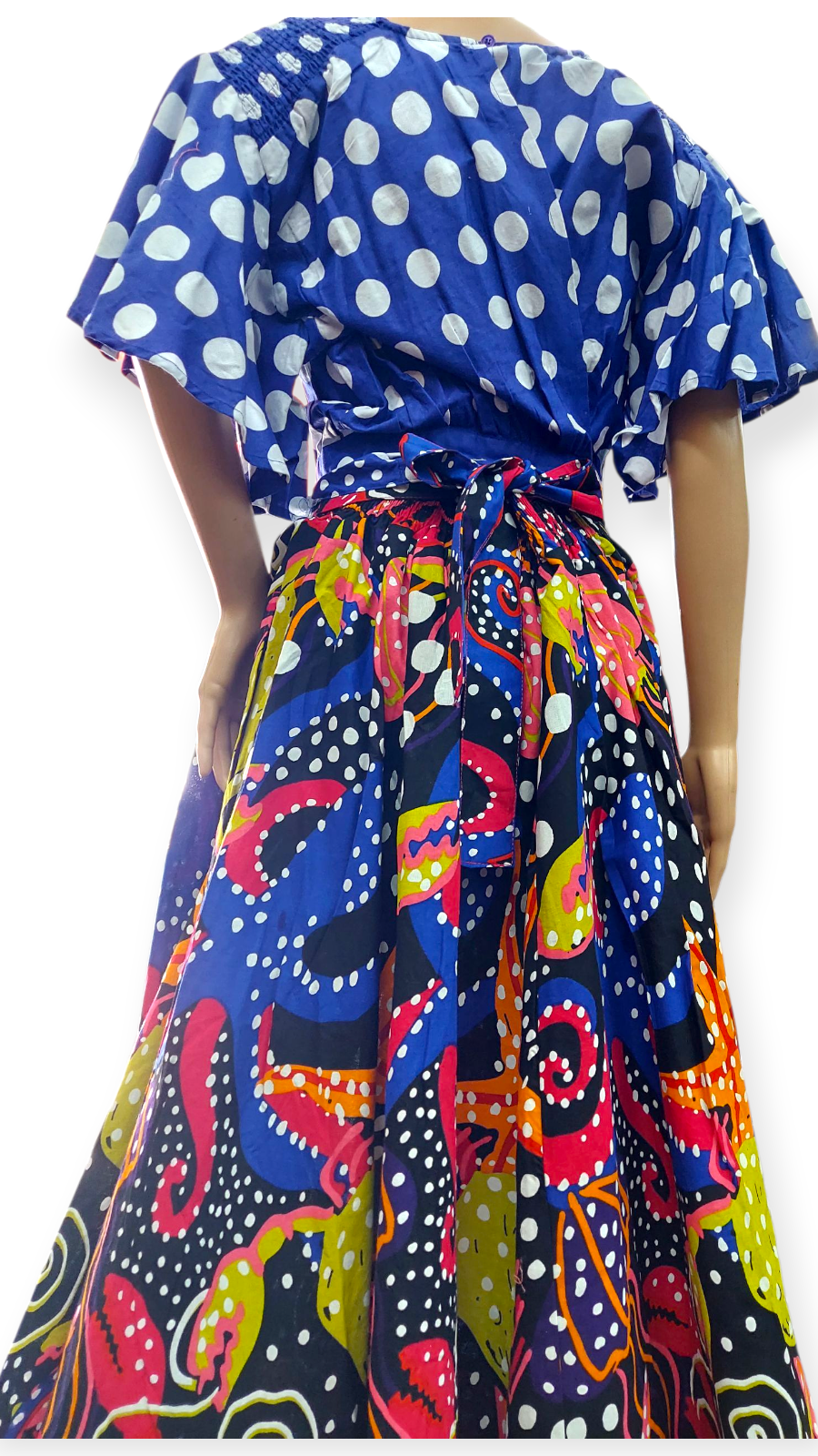 Set / Long Maxi Skirt & wrap Top Set - Print 7001 - 558
