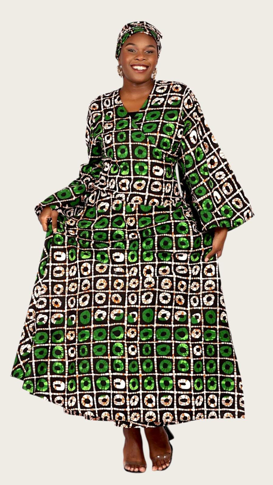 Wrap Dress / Ankara Kente Print - 1360 C