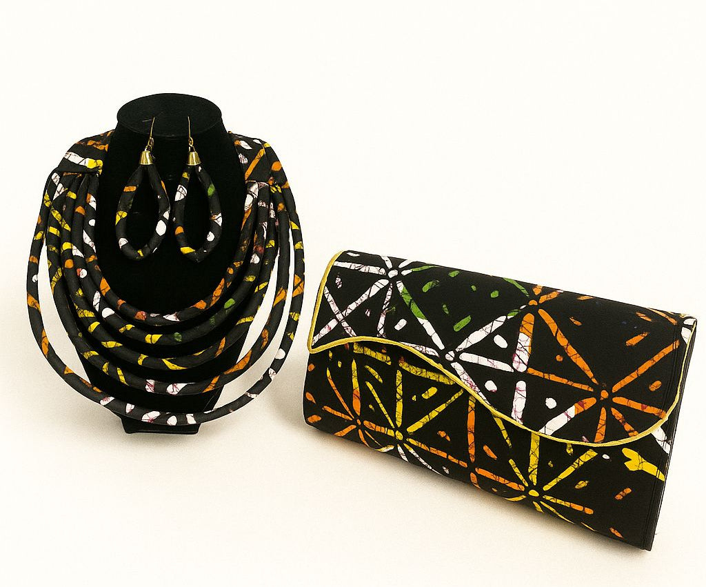 Clutch Bag & Rope  Necklace Set /African Print /Ankara15