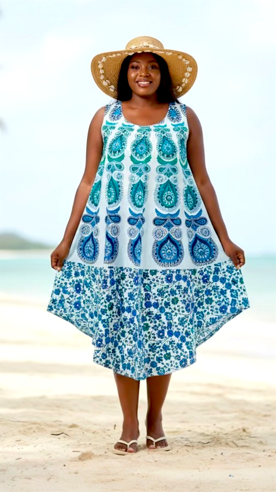 Women Cotton Umbrella Dress- Mandala Print 201