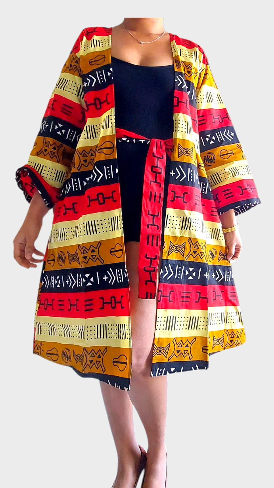 Kimono Mid Length Dress / Ankara Print  FJO17