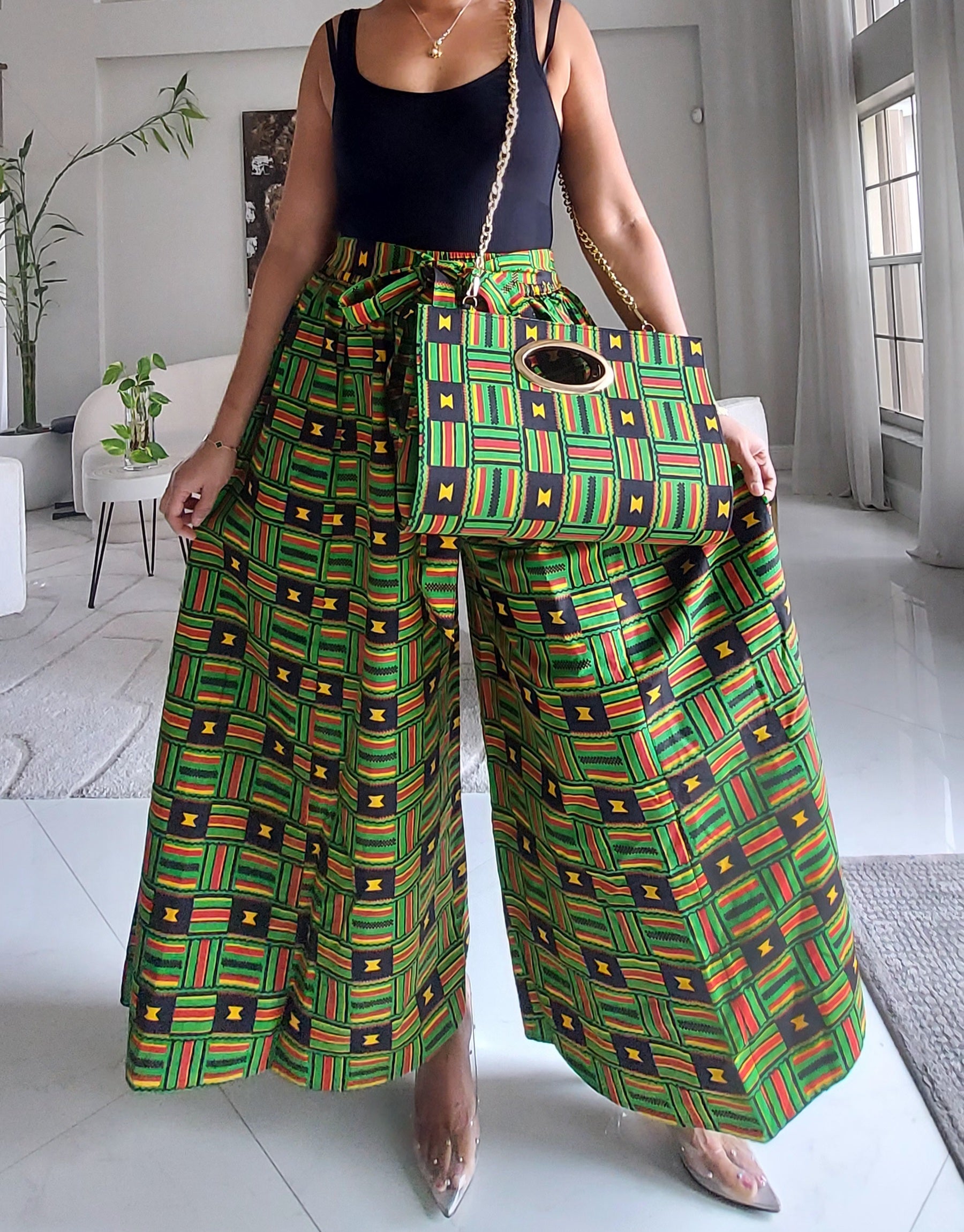 5-Piece African Ankara Pant Set Heratige Kente Mix - 019-PS14F