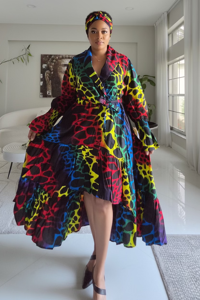 Rainbow Safari High-Low Dress - 7632R