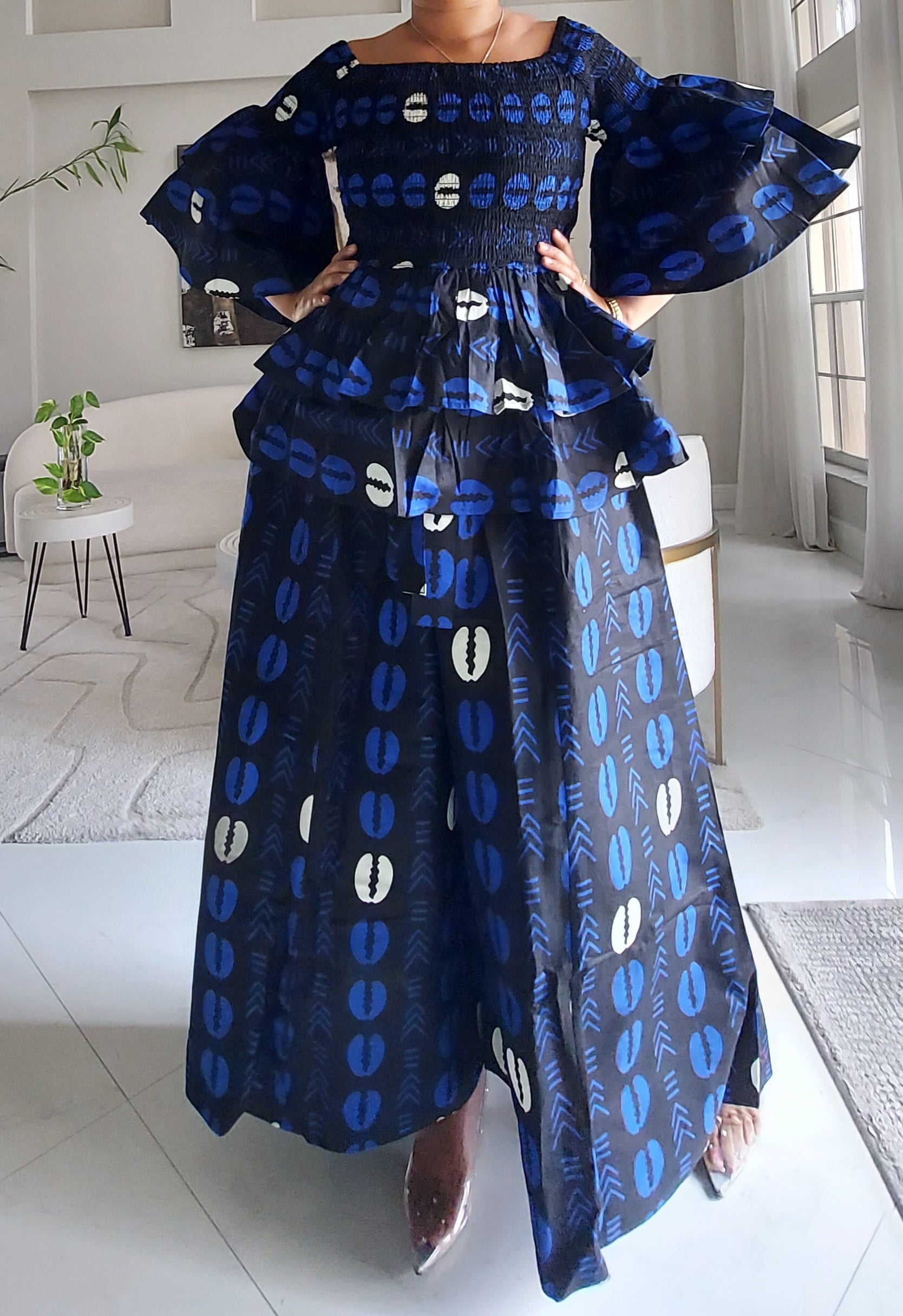 5-Piece African Ankara Pant Set – Bold Blue Elegance 019-PS14B