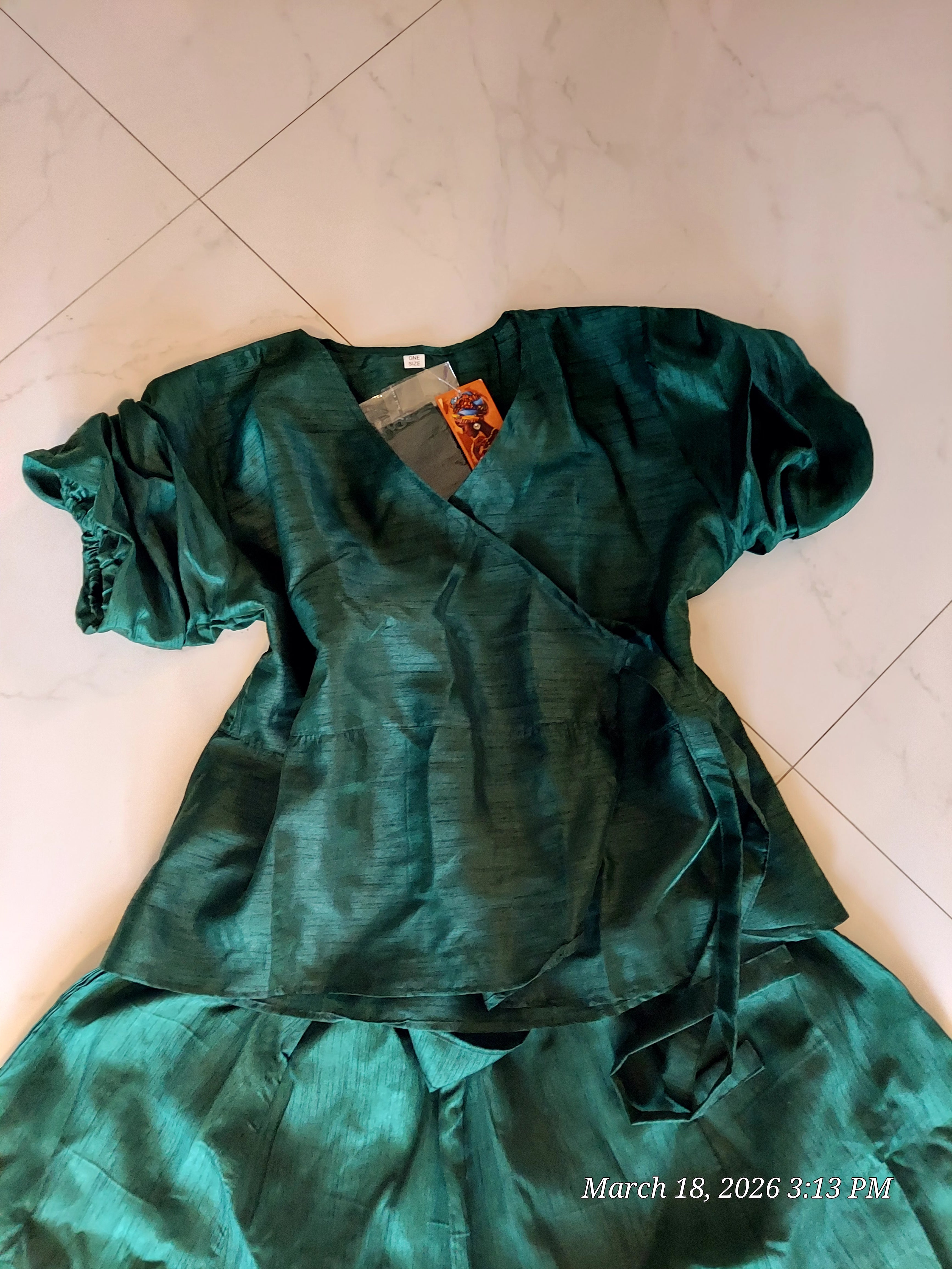 Faux Silk Palazzo Set - Green 4196