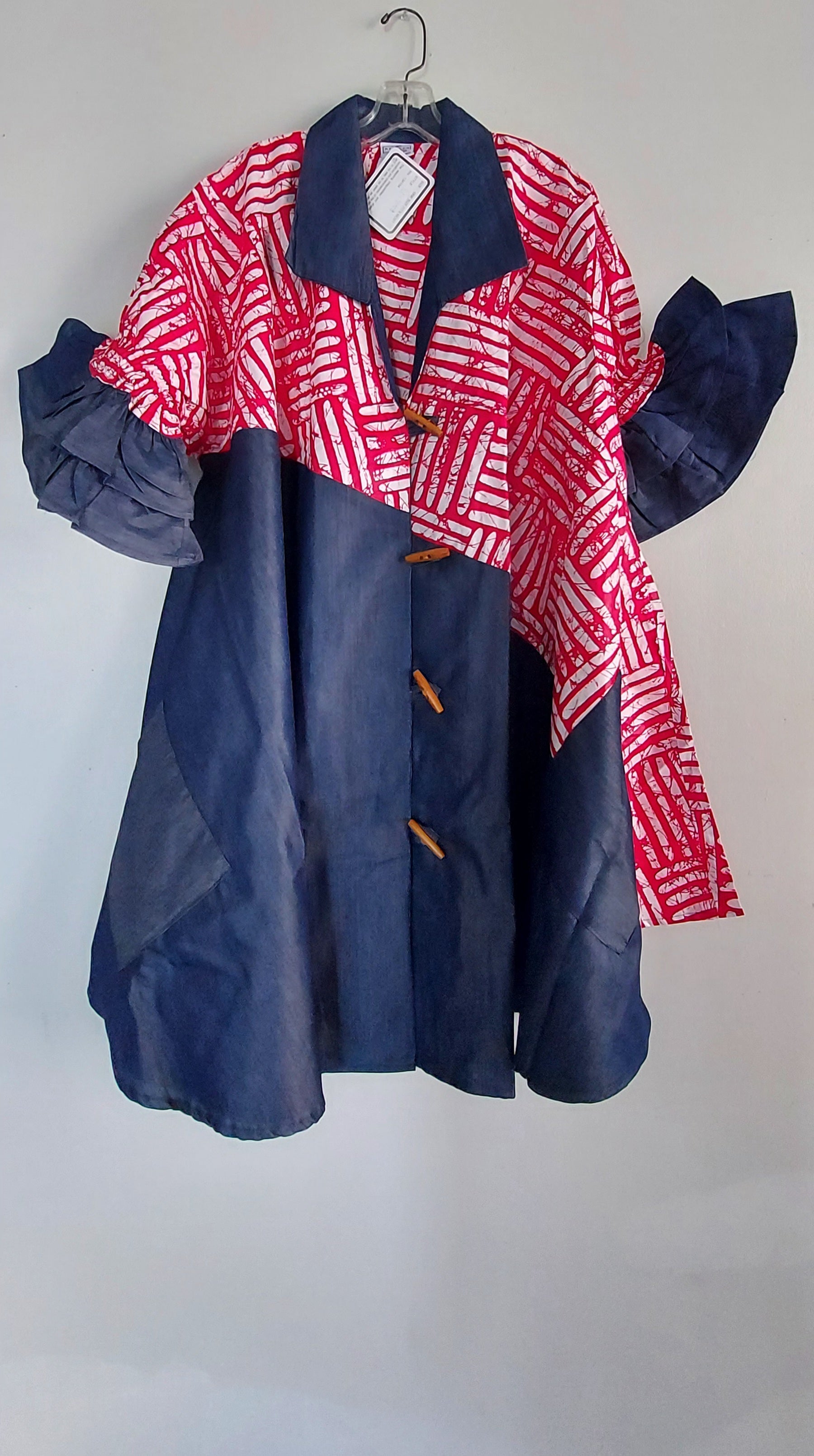 Denim Shirt Dress with Ankara African Print 3139-L