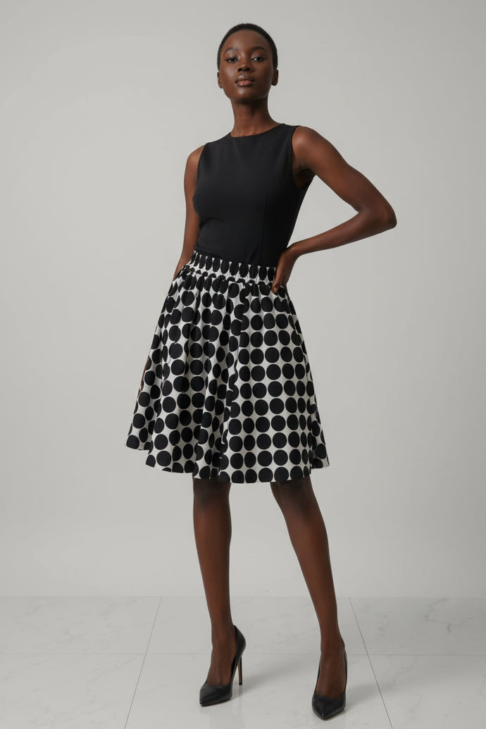 524 Short Printed skirt with Scarf Polkadot