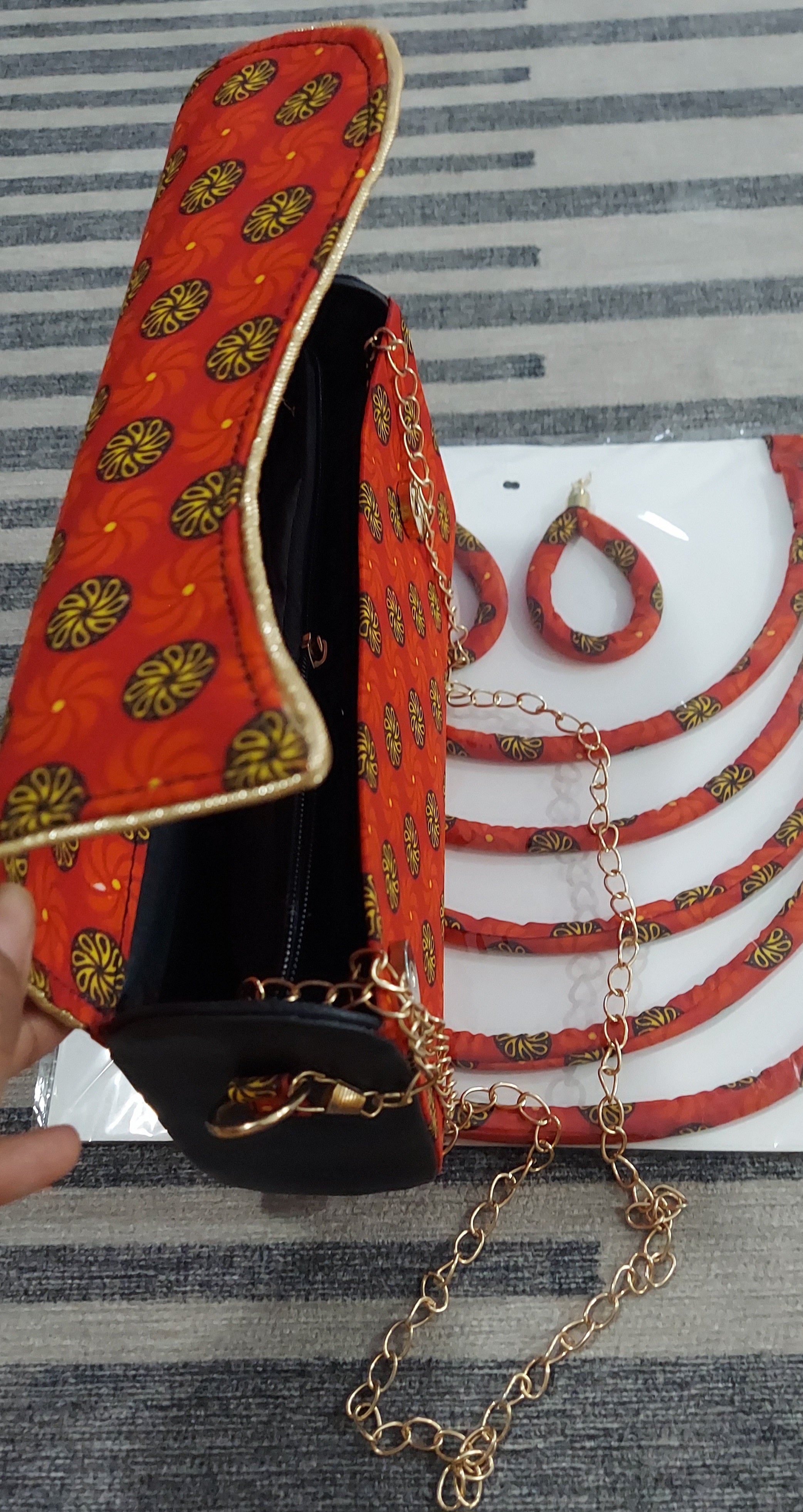 Clutch Bag & Rope  Necklace Set /African Kente /Ankara 22