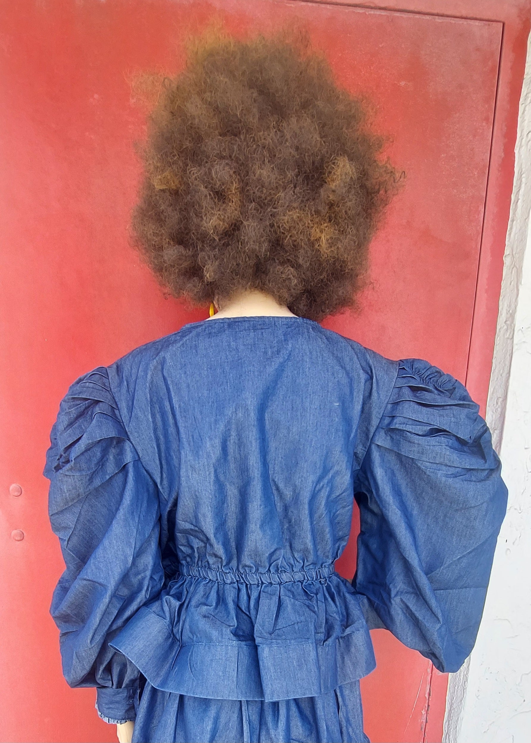 Women Set -  Denim Palazzo  Pant & Top - Indigo Blue