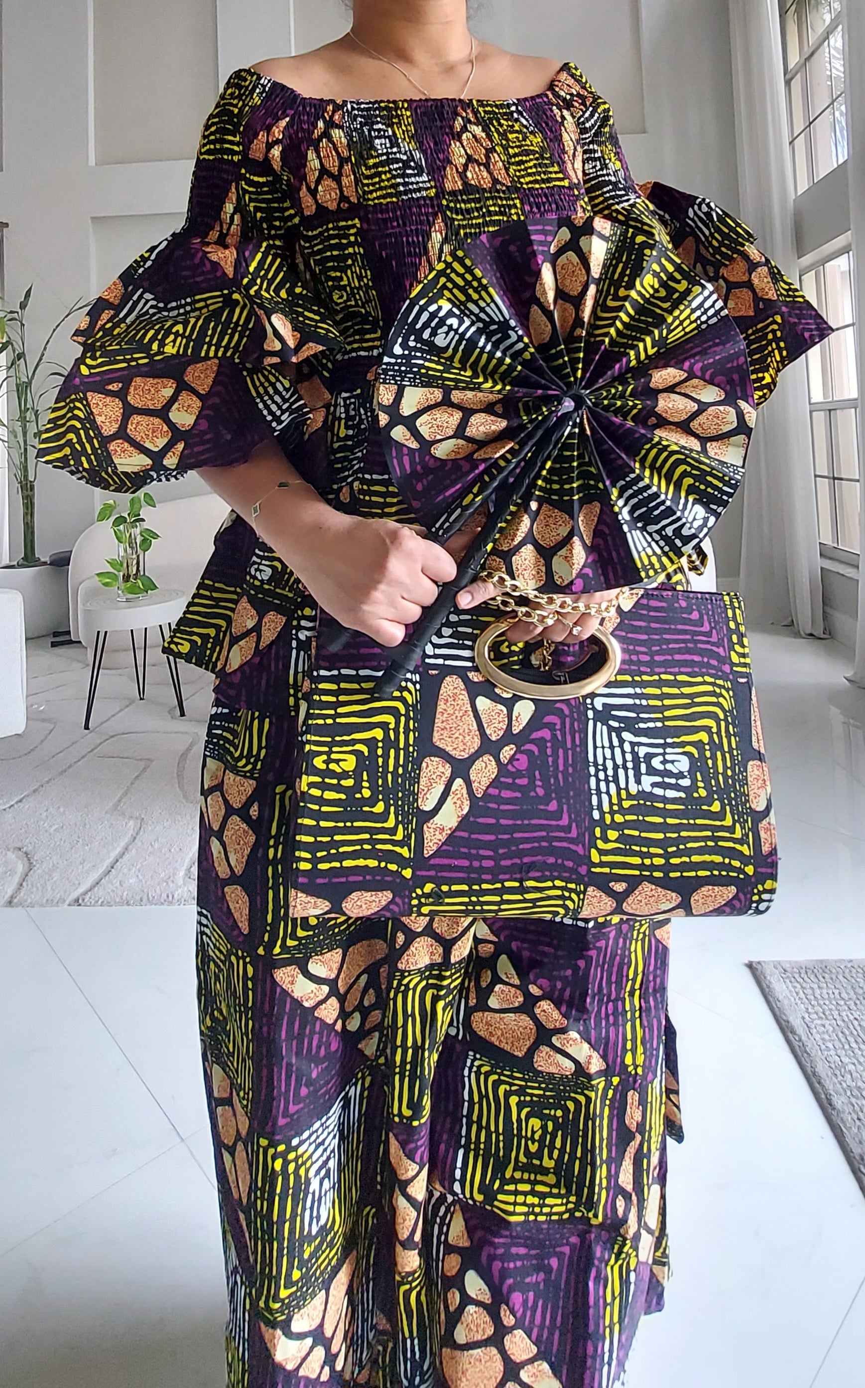 5-Piece African Ankara Pant Set Geometric - 019-PS14E