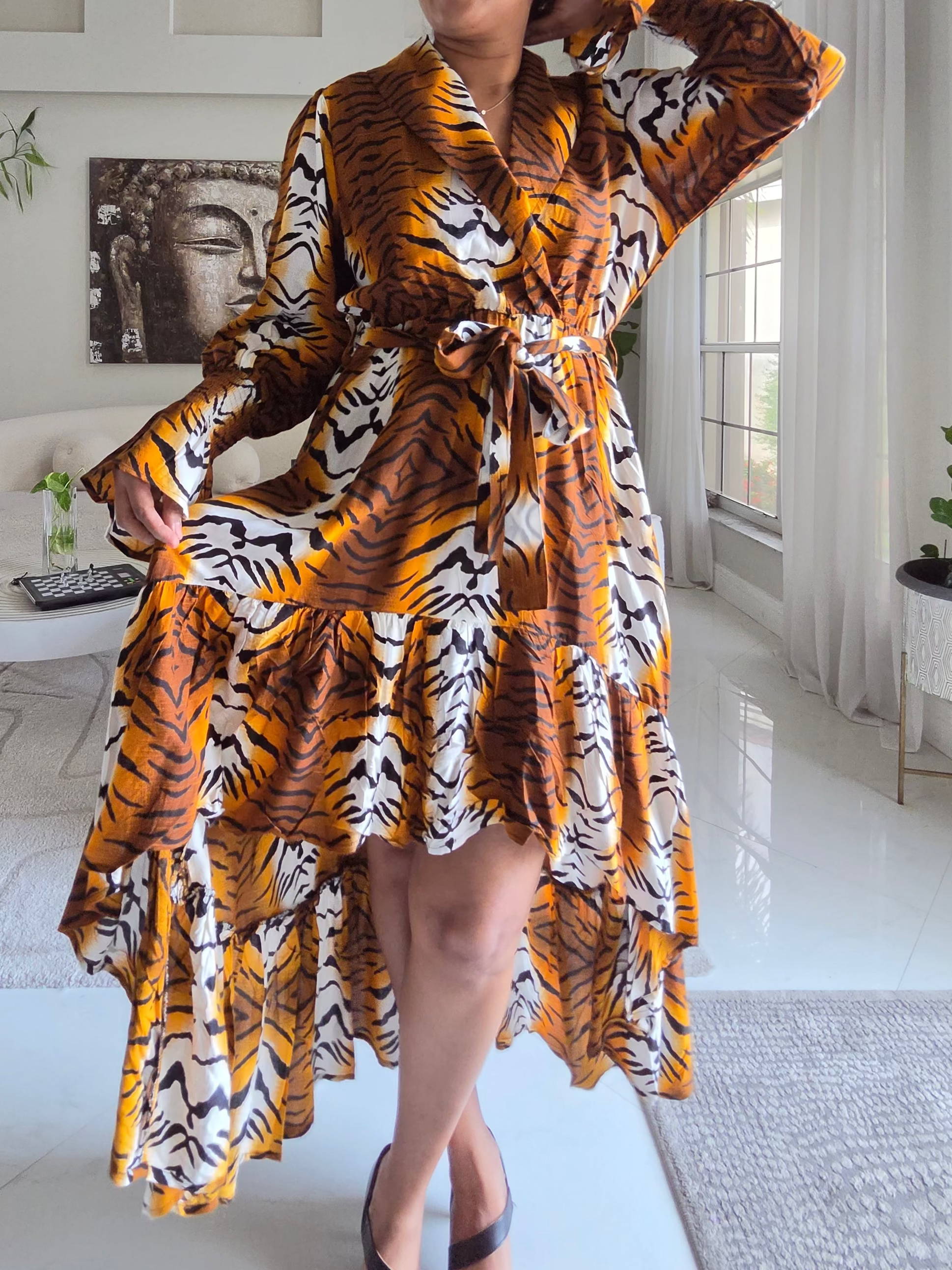 Tiger Print High-Low Dress - 7632R