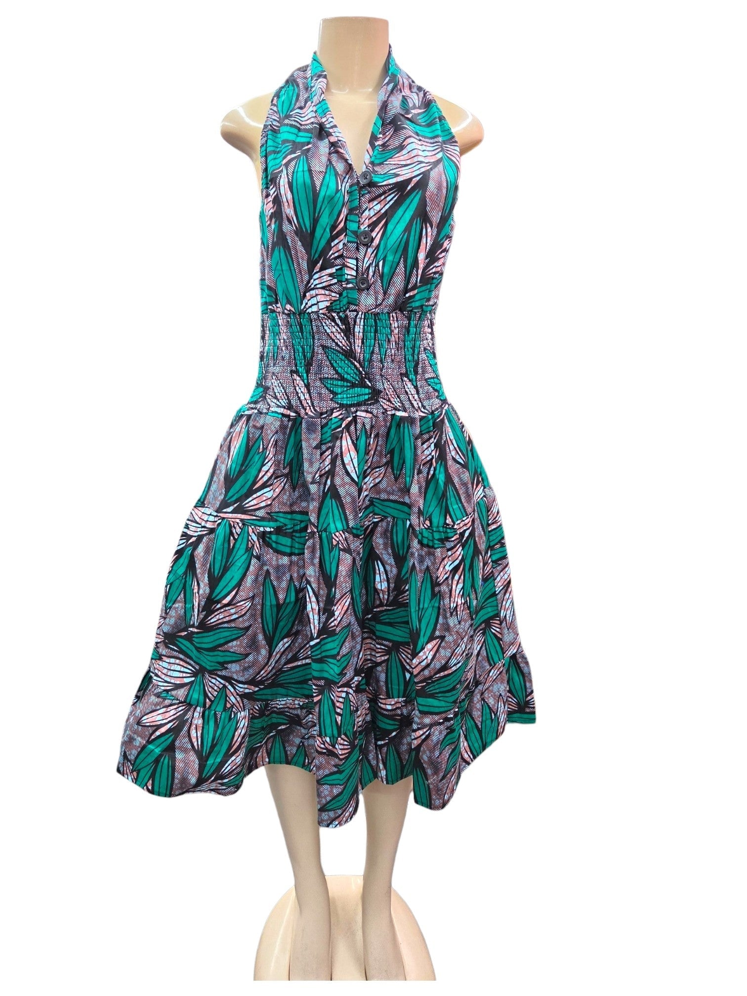 Long Halter Dress With Scarf S3