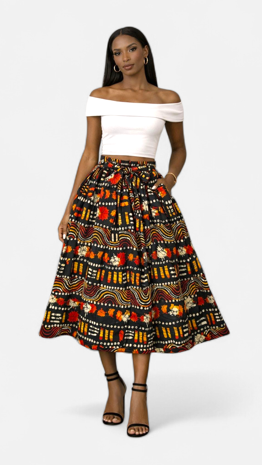 Ankara Midi Flare Skirt 1312 D