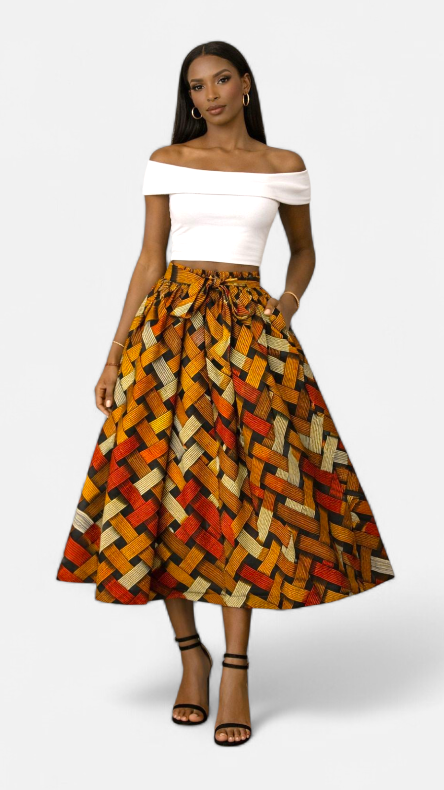 Ankara Midi Flare Skirt 1312 B