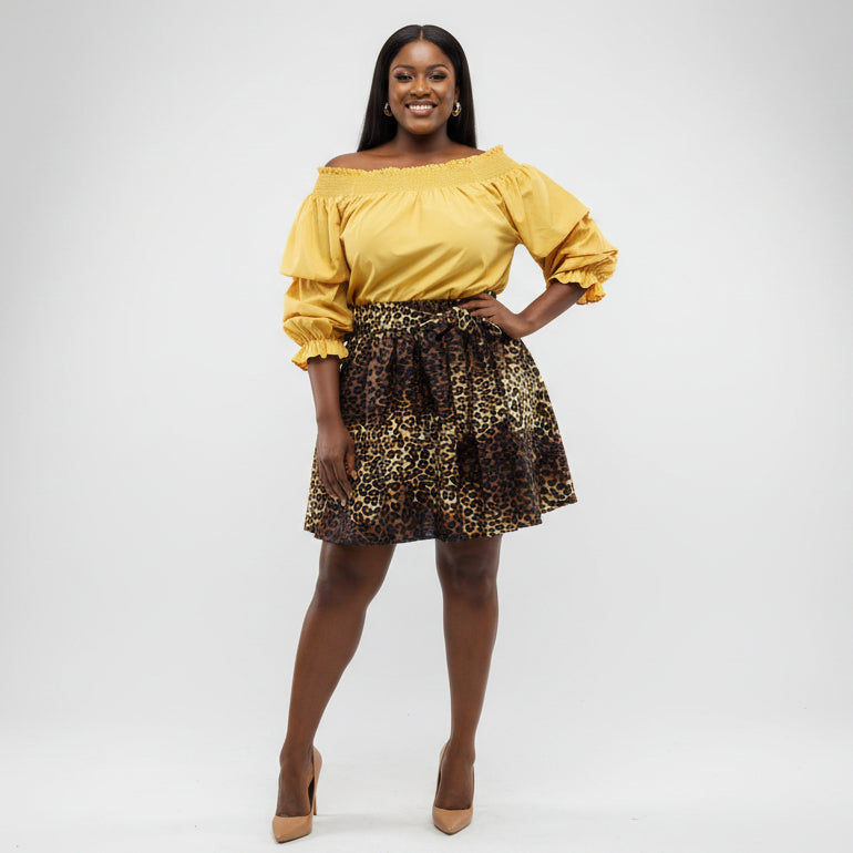 AA524 - Woman short skirt - Brown Animal Print