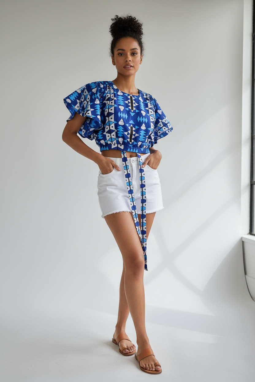 Crop Top / Faux Silk - 607C