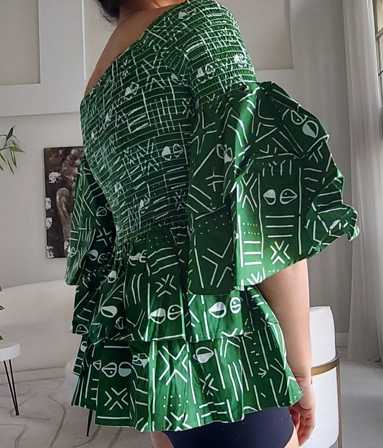 Ruffle Sleeves Peplum Blouse  019 C