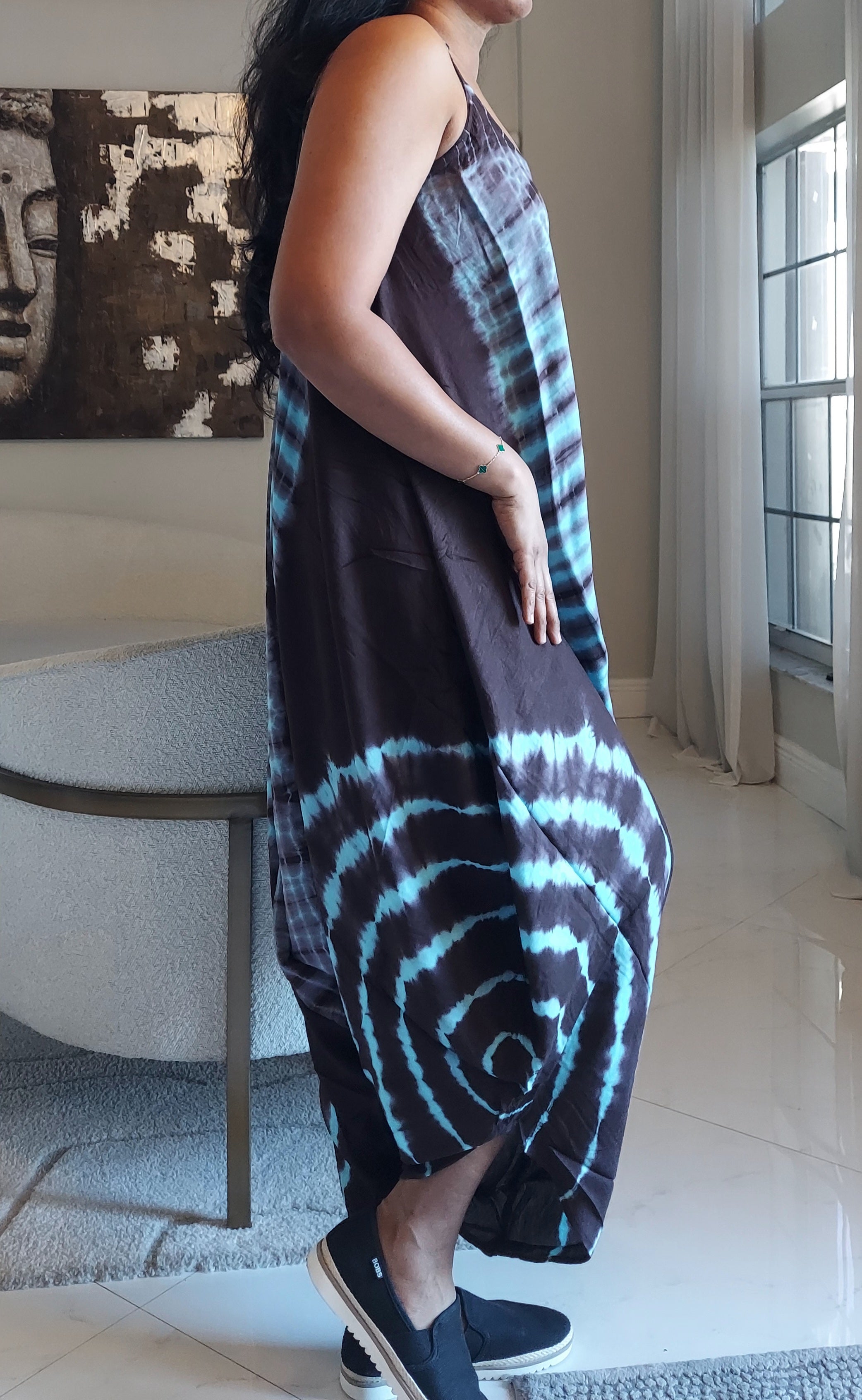 Harem Tie-Dye Jumpsuit 1105 Brown/Aqua