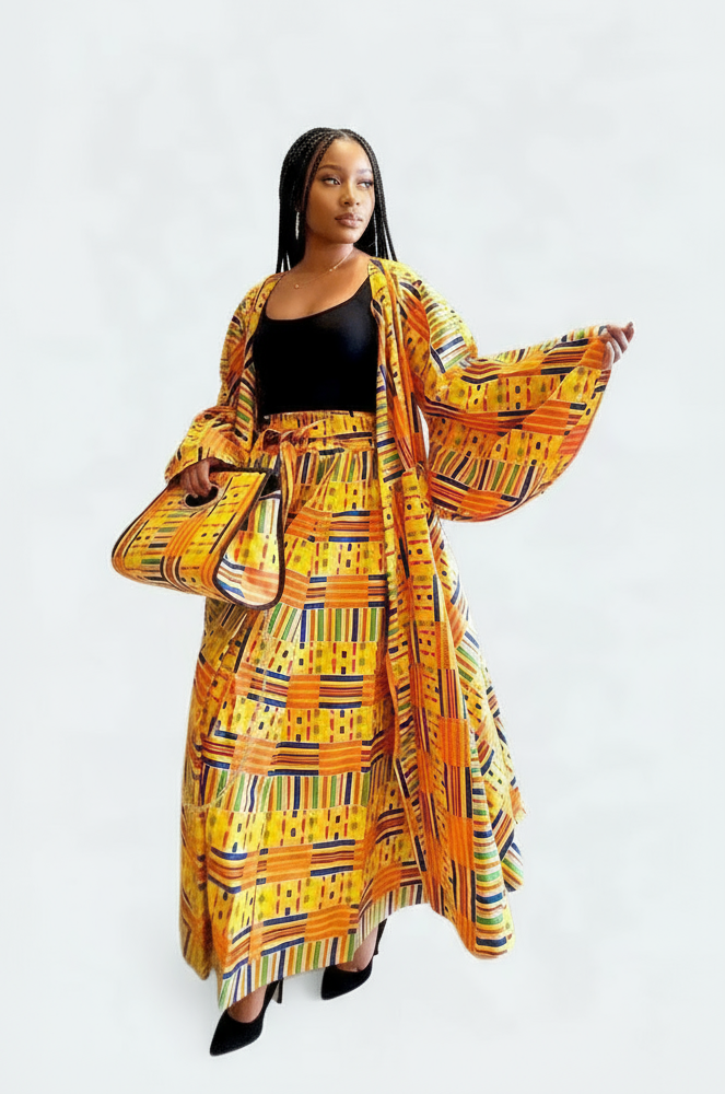 3pcs Set Maxi Skirt Pocketbook wrap Dress