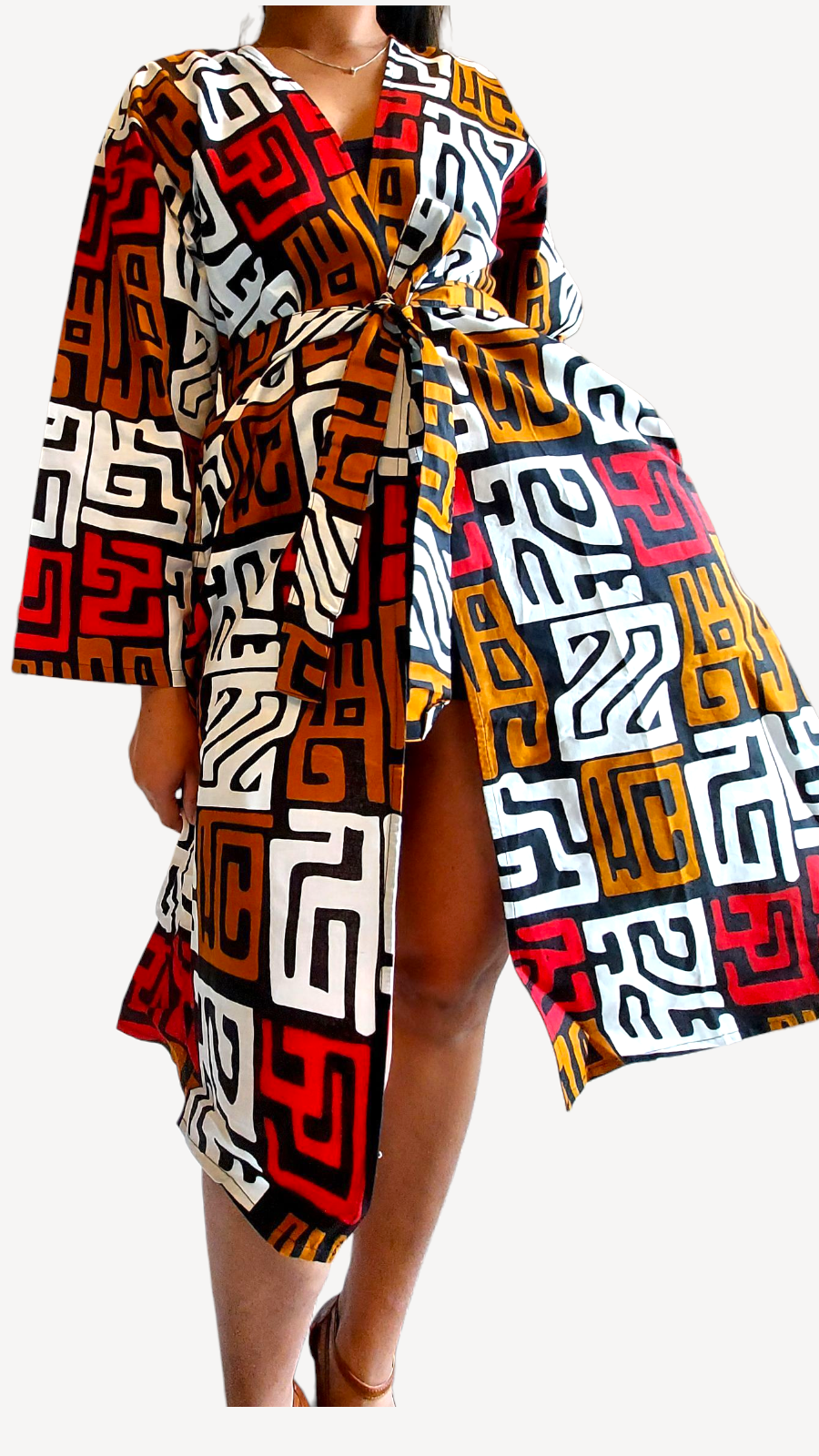 Kimono Mid Length Dress / Ankara Print  FJO17