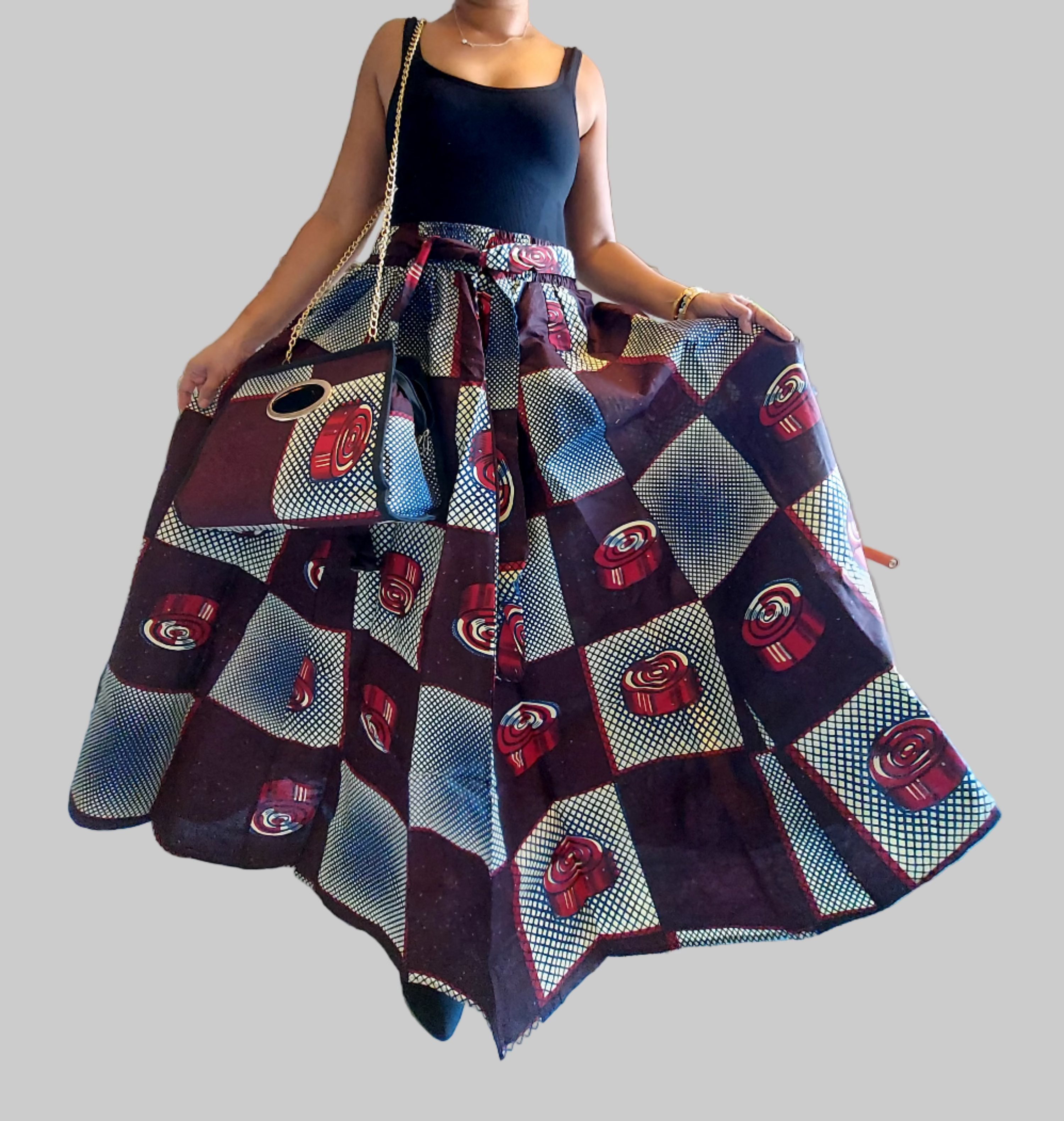 3pcs Set Maxi Skirt Pocketbook wrap Dress L