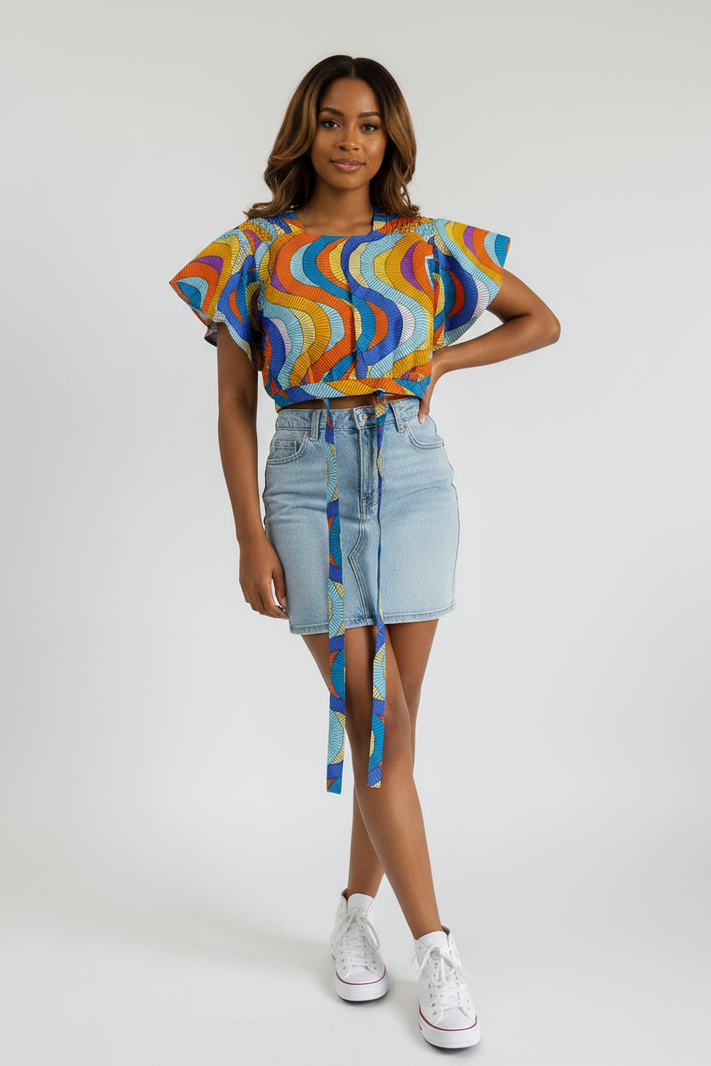 Crop Top / Faux Silk - 607D