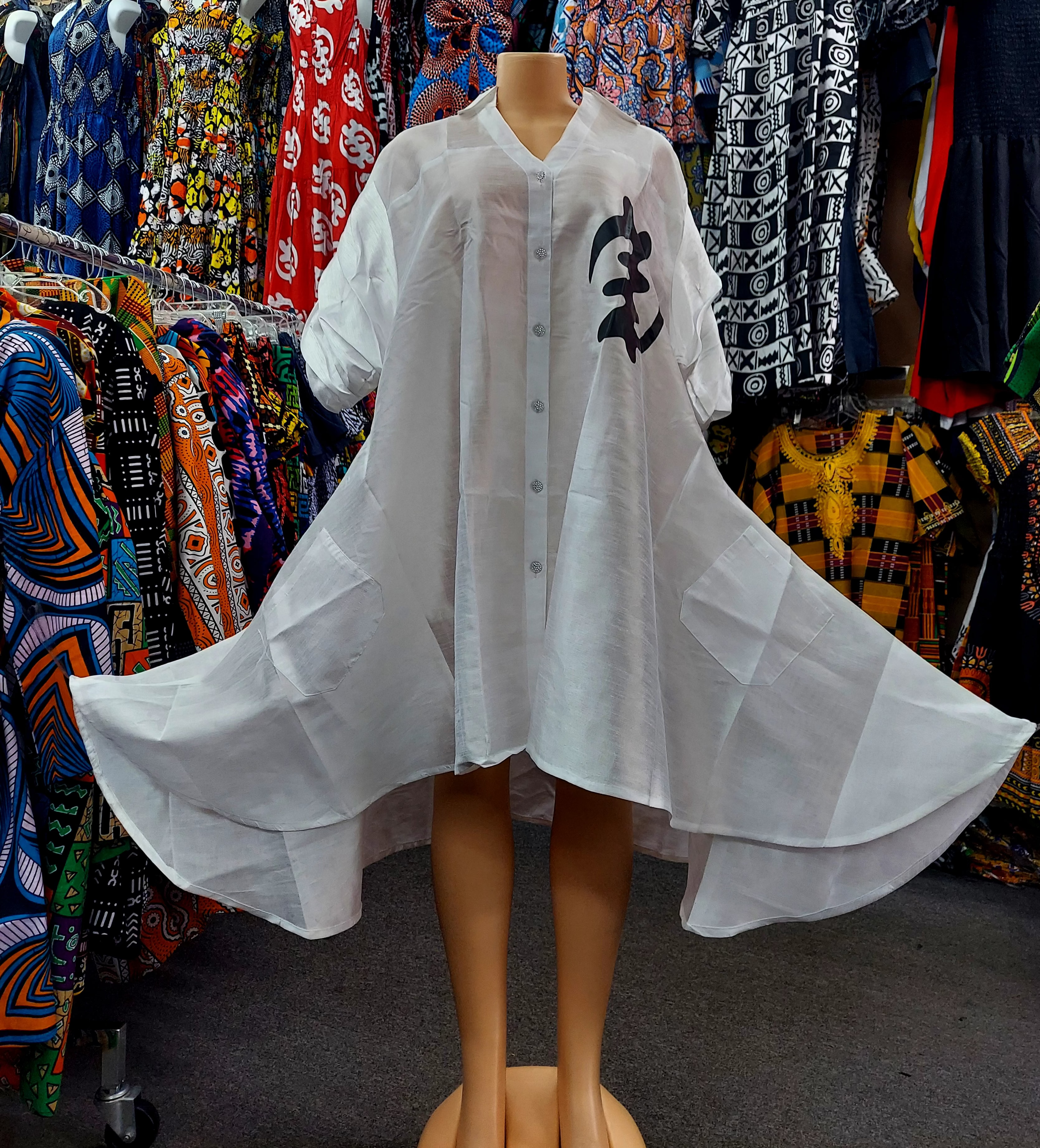 Swing Dress/ Faux Silk/ Ruffle Sleeve With Gyname Decal 758G