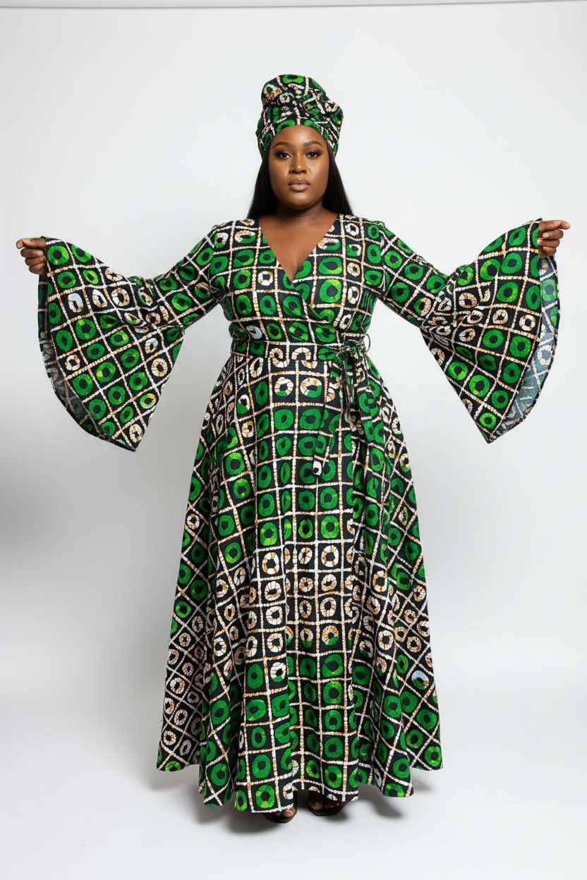 Wrap Dress / Ankara Kente Print - 1360 C