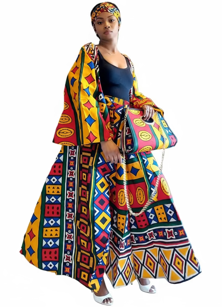 3pcs Set Maxi Skirt Pocketbook wrap Dress J