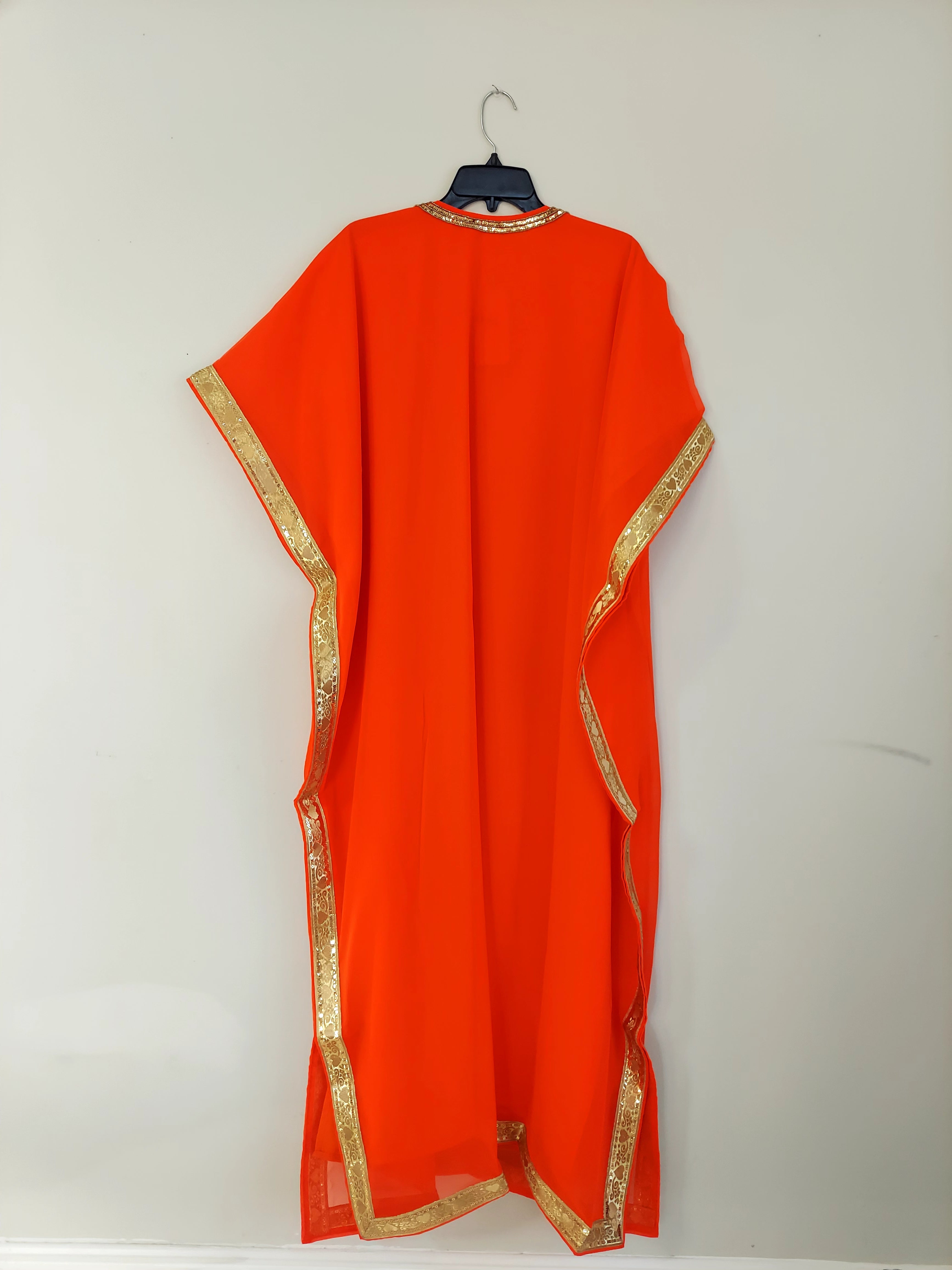 Beaded kaftan Dress With Gold Border