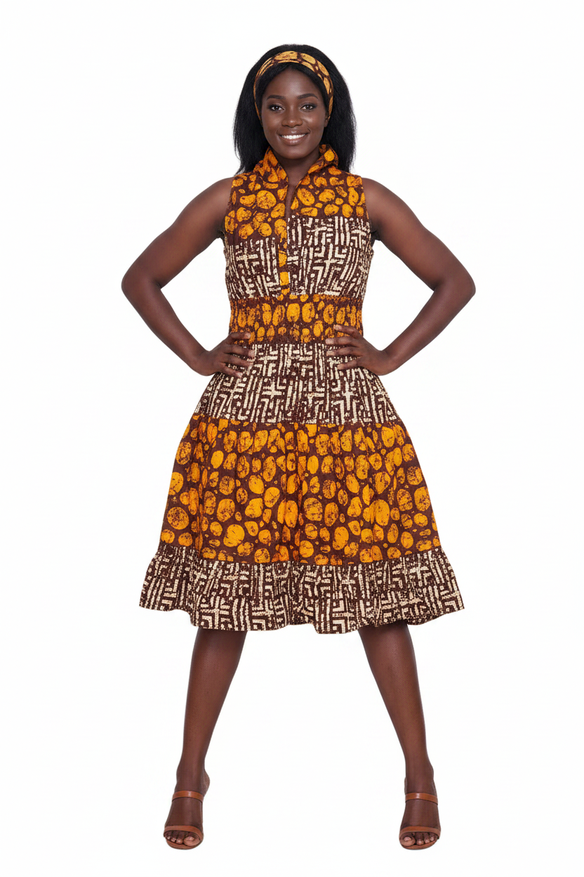 5006 - Woman's Mid-Length Smock Dress Print 692