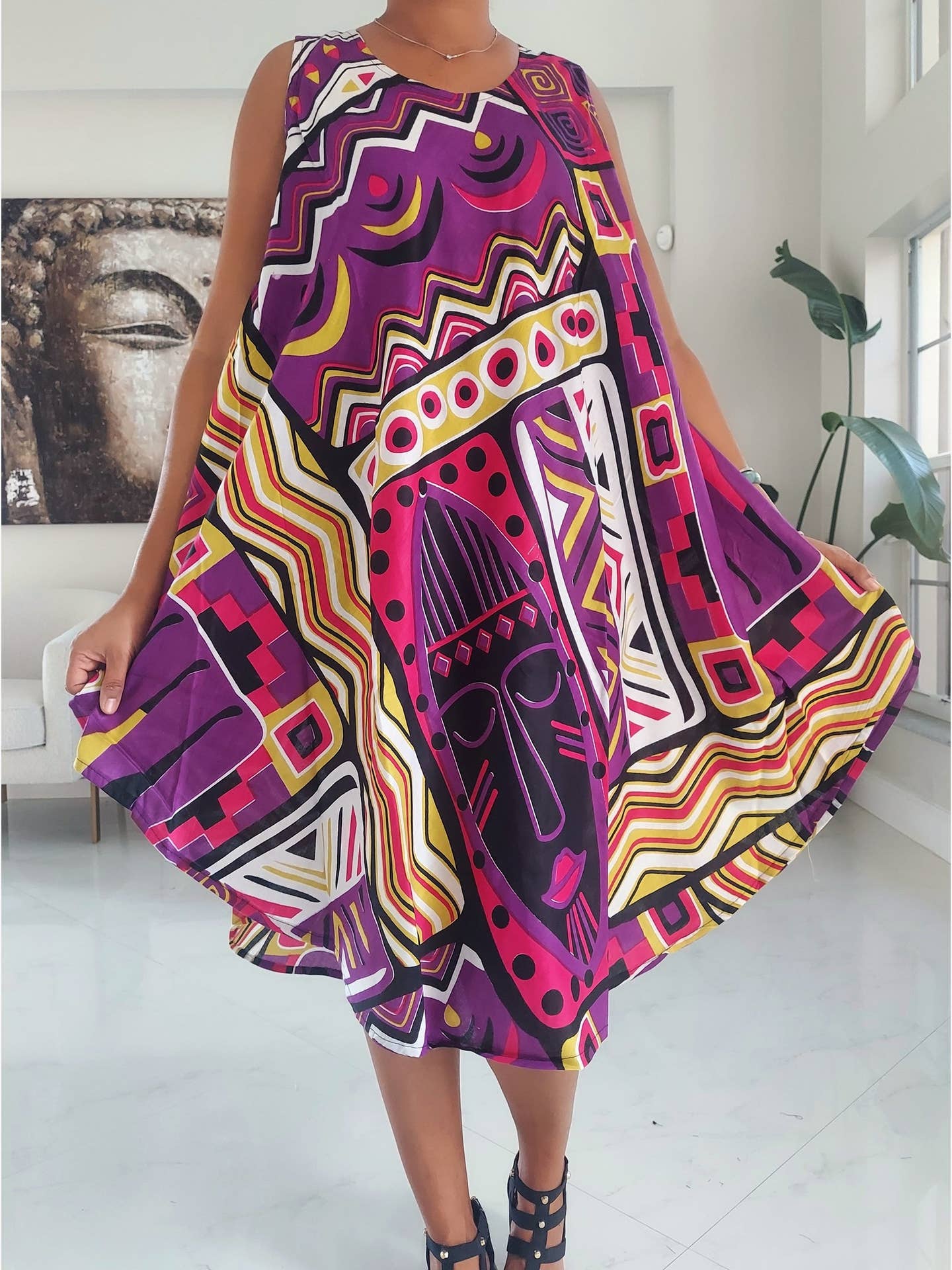 1691 Umbrella Dress/ Beach Dress/ Tribal Print