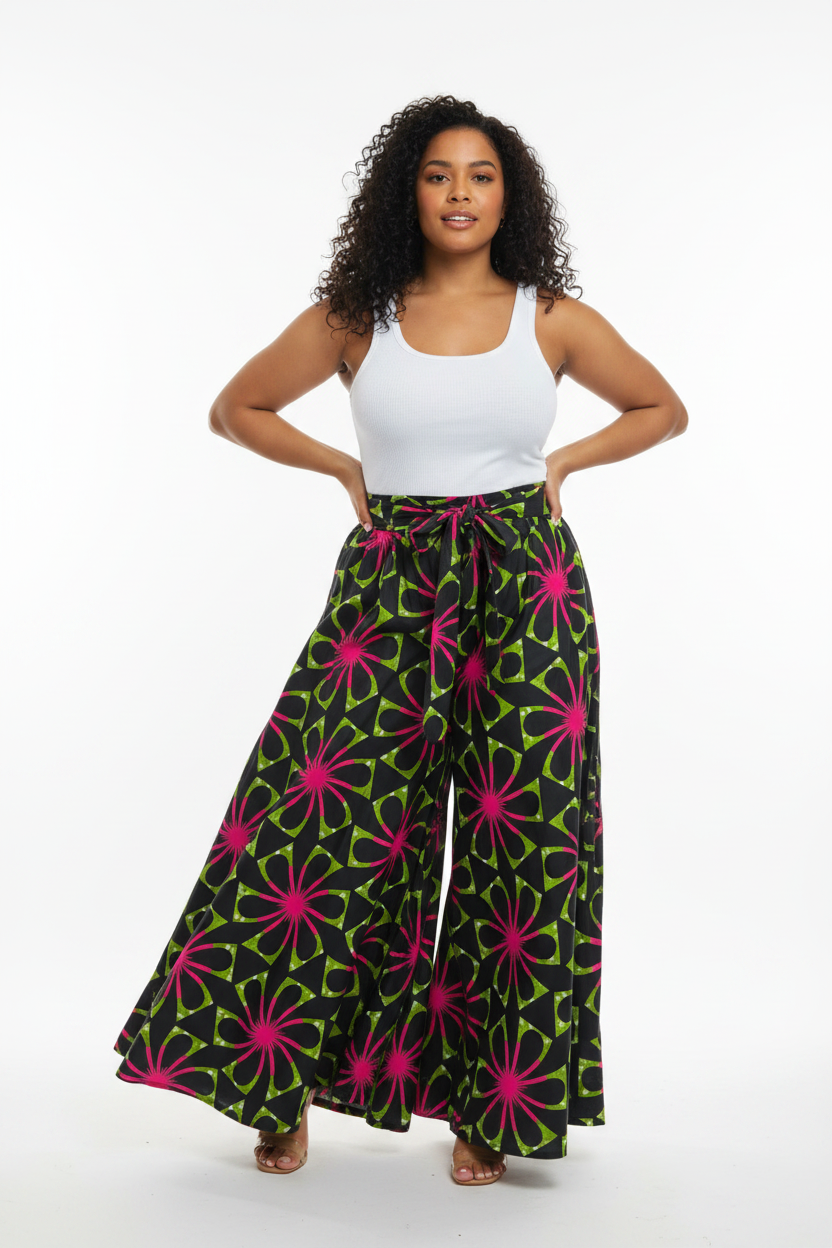 701 Women Palazzo Pant / Wide Leg Pant - Floral Print 67