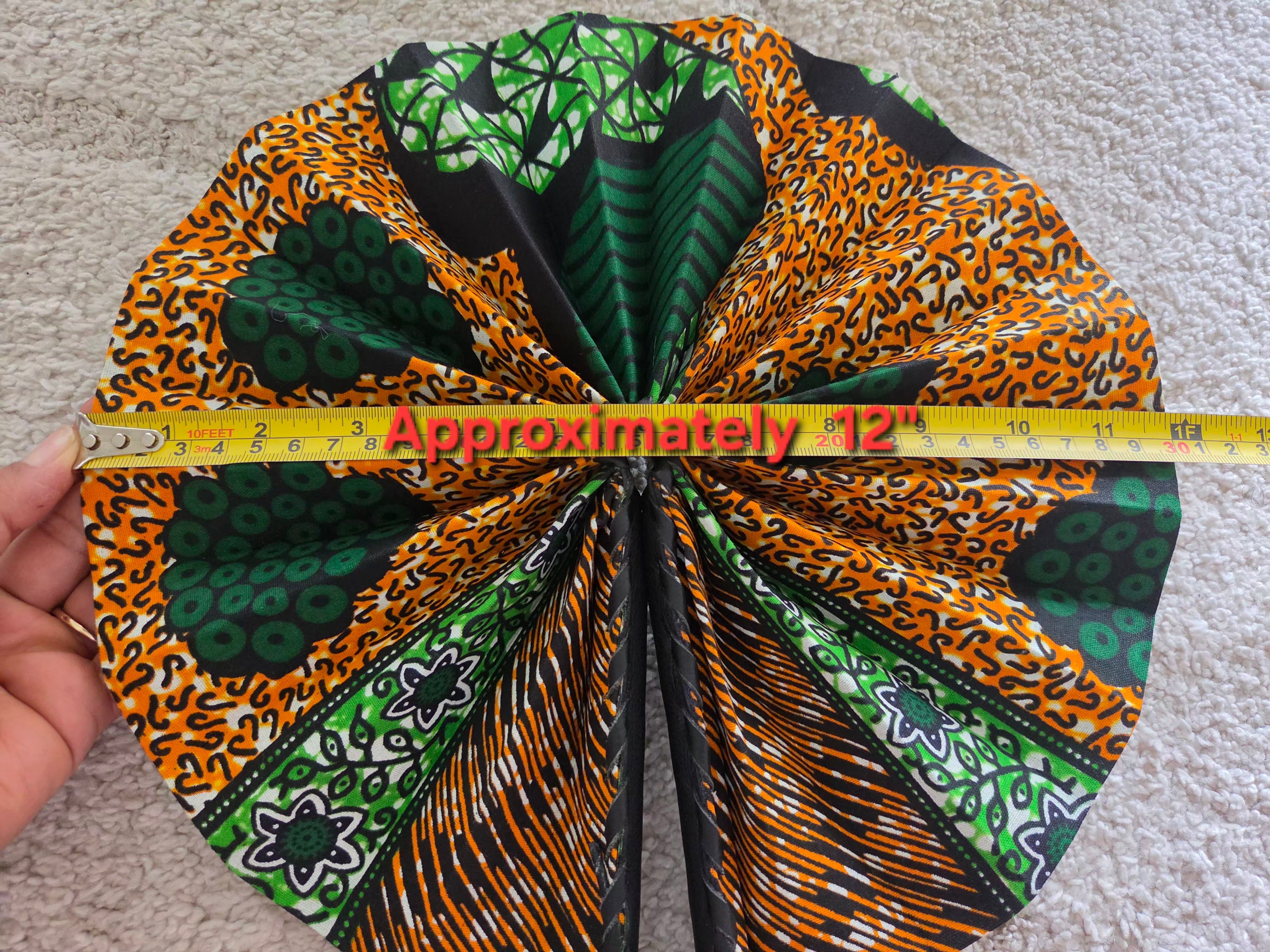 Hand Fan/ Folding with Leather Thong / Assorted