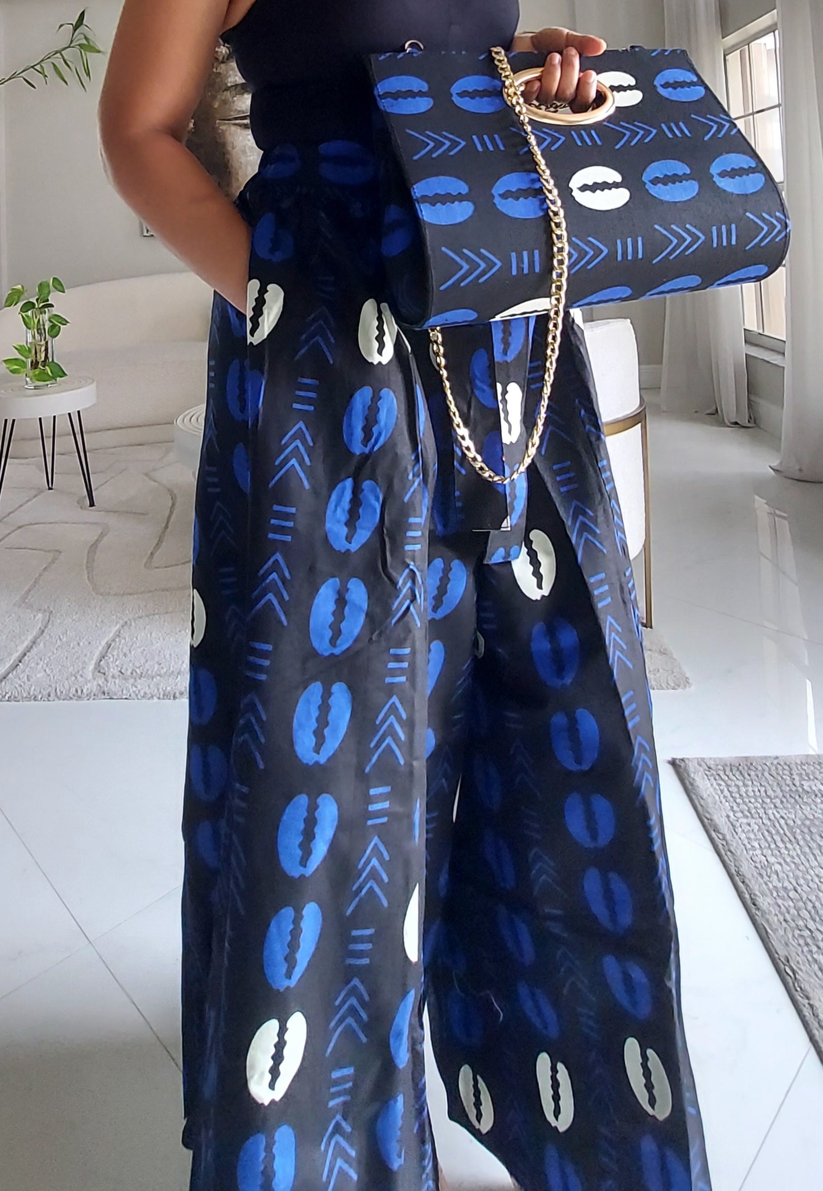 5-Piece African Ankara Pant Set – Bold Blue Elegance 019-PS14D